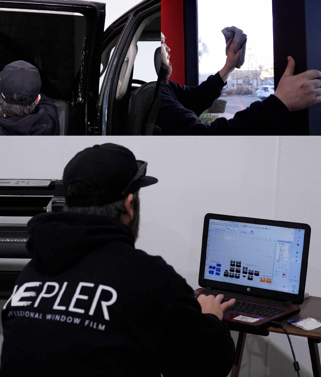 Ceramic Window Tinting Expert Cutting Film in La Palma, California