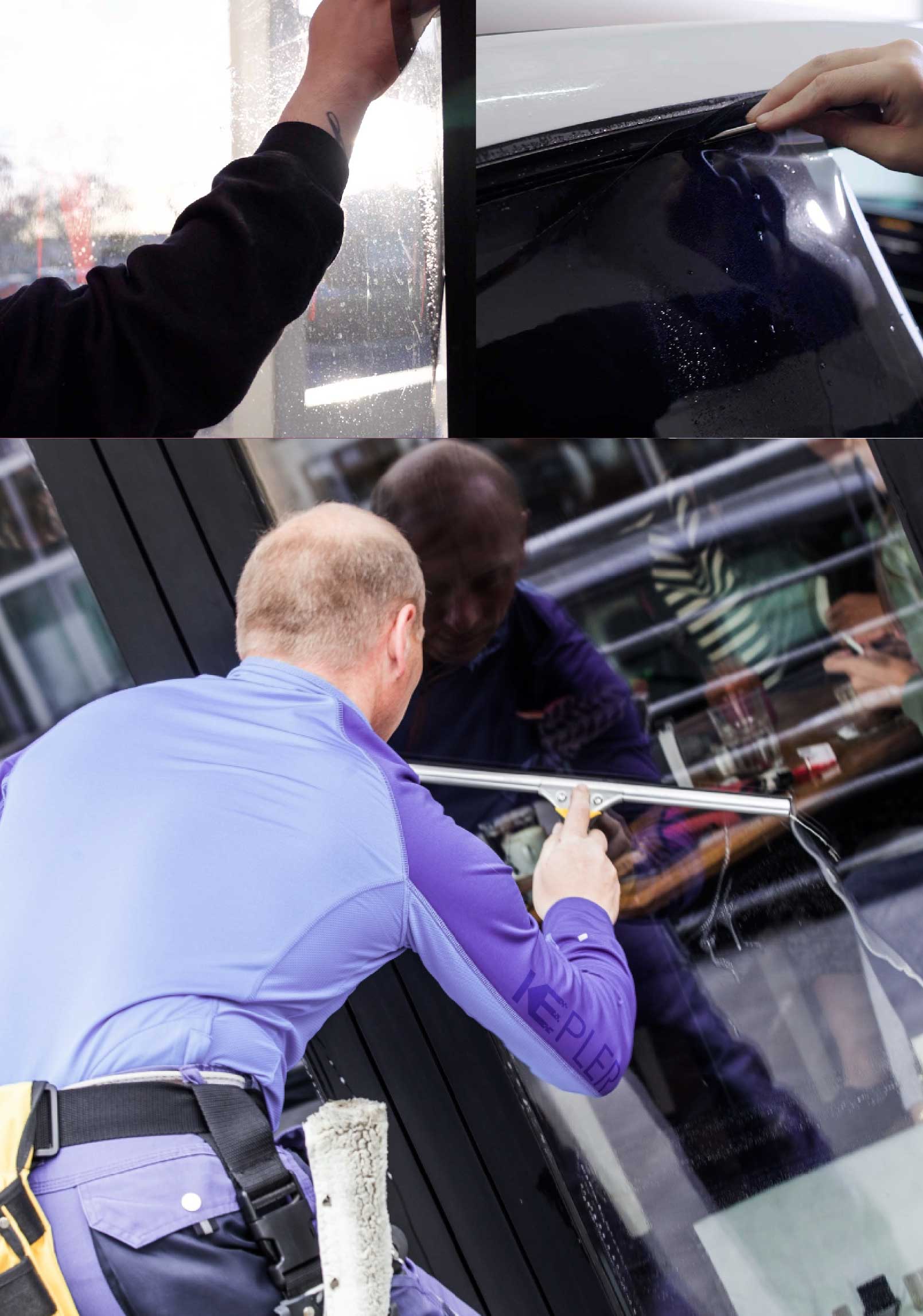 Kepler Skilled Applying Anti-Graffiti Window Film to a Murrysville Shop Front