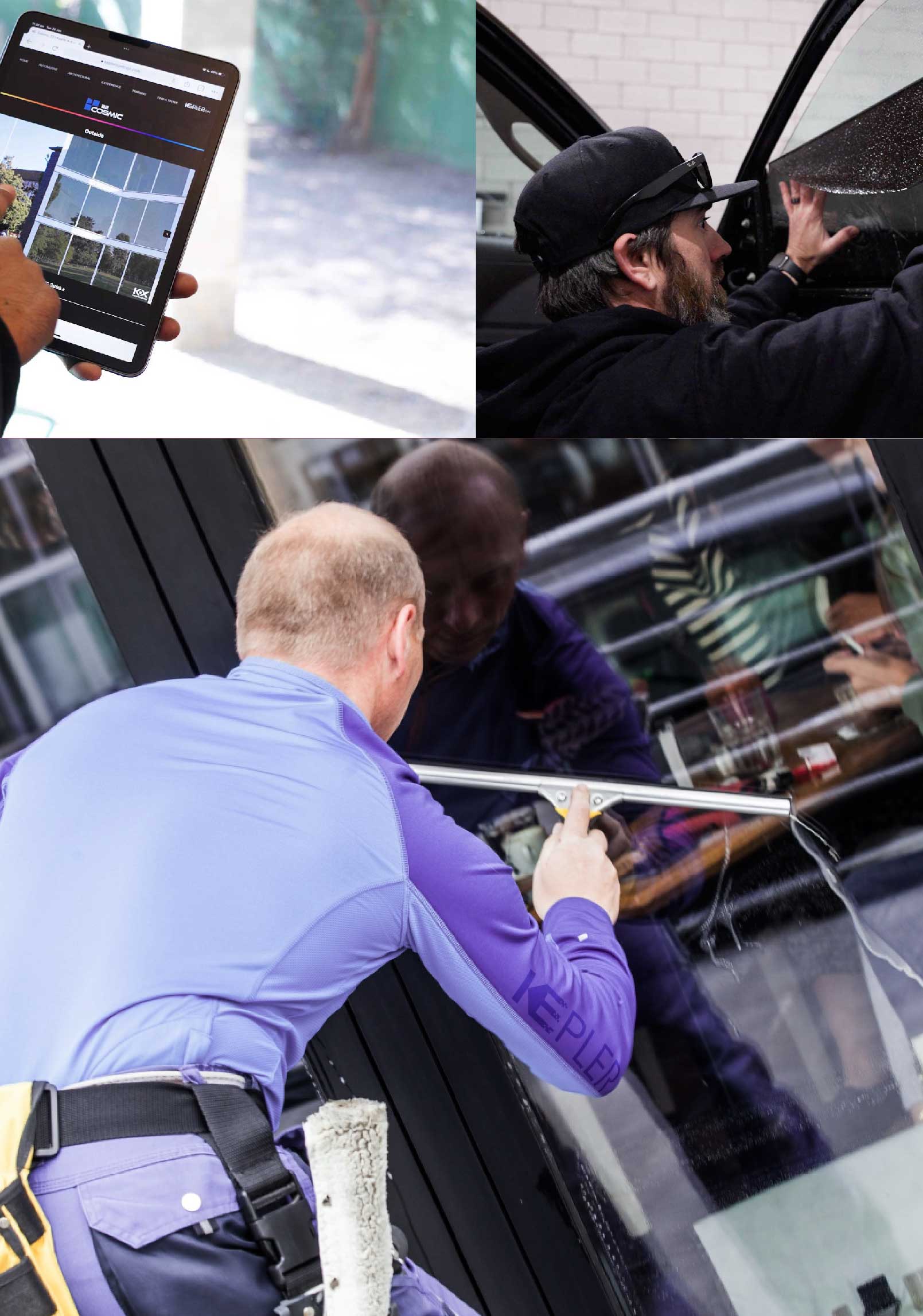 Kepler Skilled Applying Anti-Graffiti Window Film to a Mesquite Shop Front