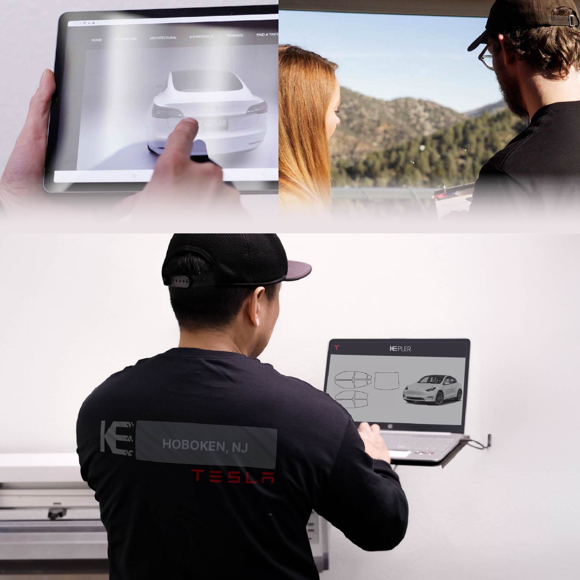 Kepler Technician Fitting High-tech Window Tint to Tesla in Hoboken