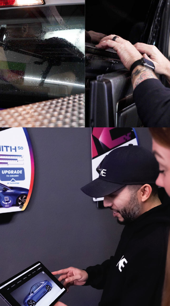 Kepler Dealer Showing Car Window Film Options to Customer in Pasadena, Maryland