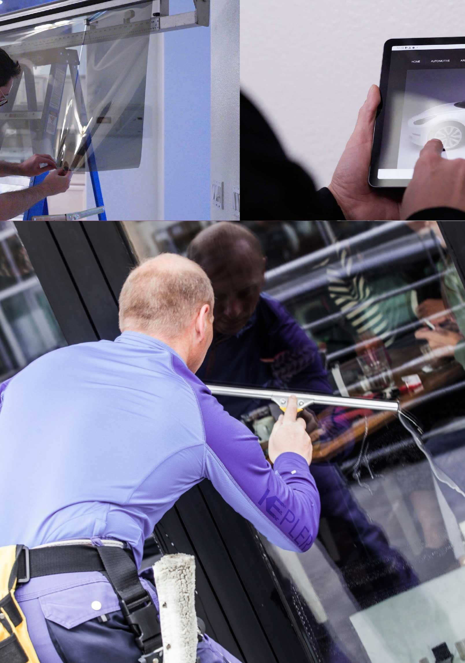 Kepler Professional Applying Anti-Graffiti Window Film to a Melrose Shop Front