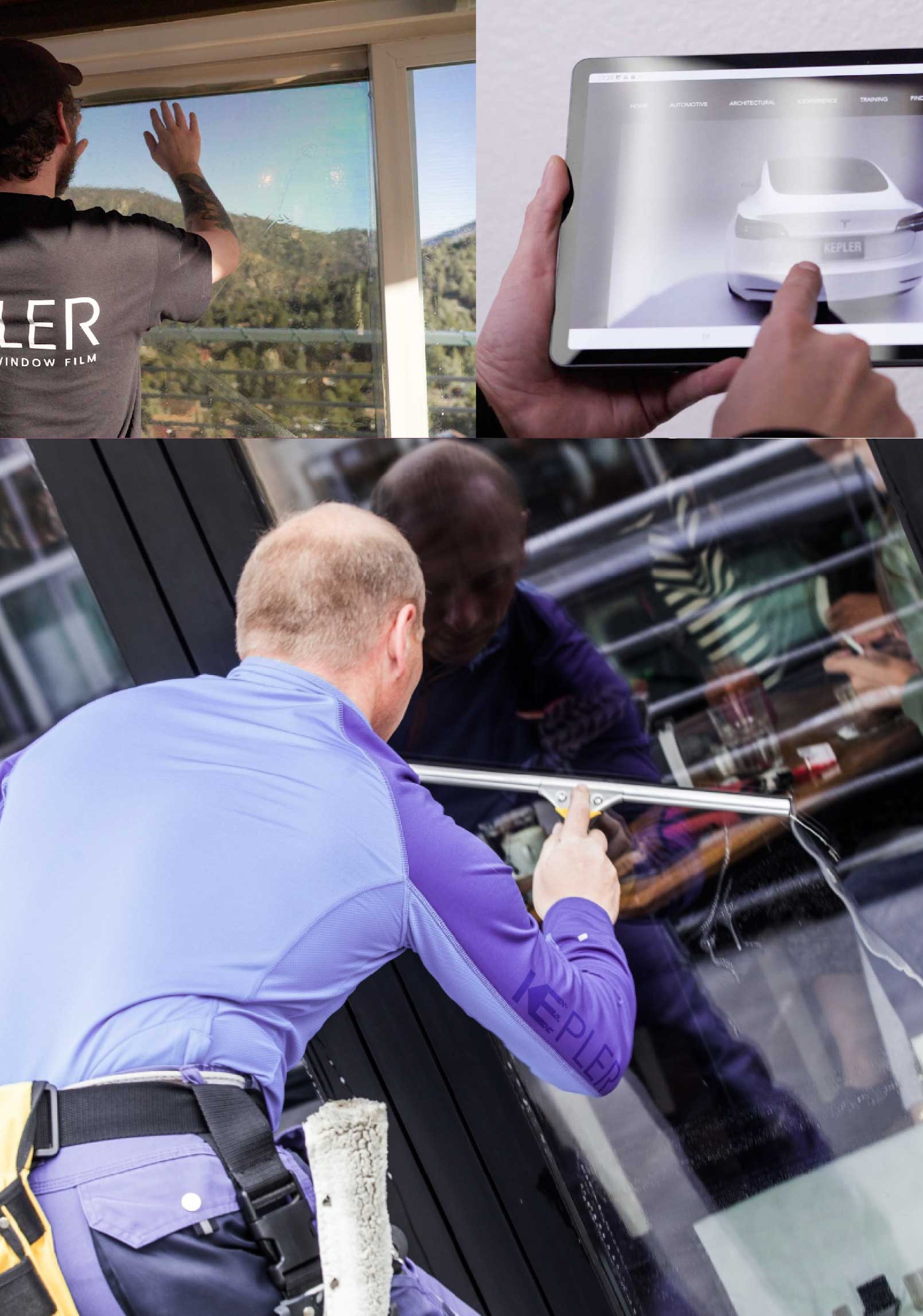 Kepler Skilled Applying Anti-Graffiti Window Film to a Evanston Shop Front