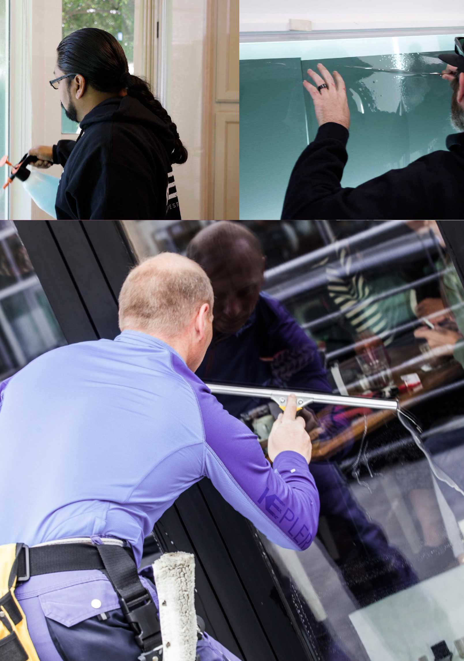 Kepler Professional Applying Anti-Graffiti Window Film to a Mokena Shop Front