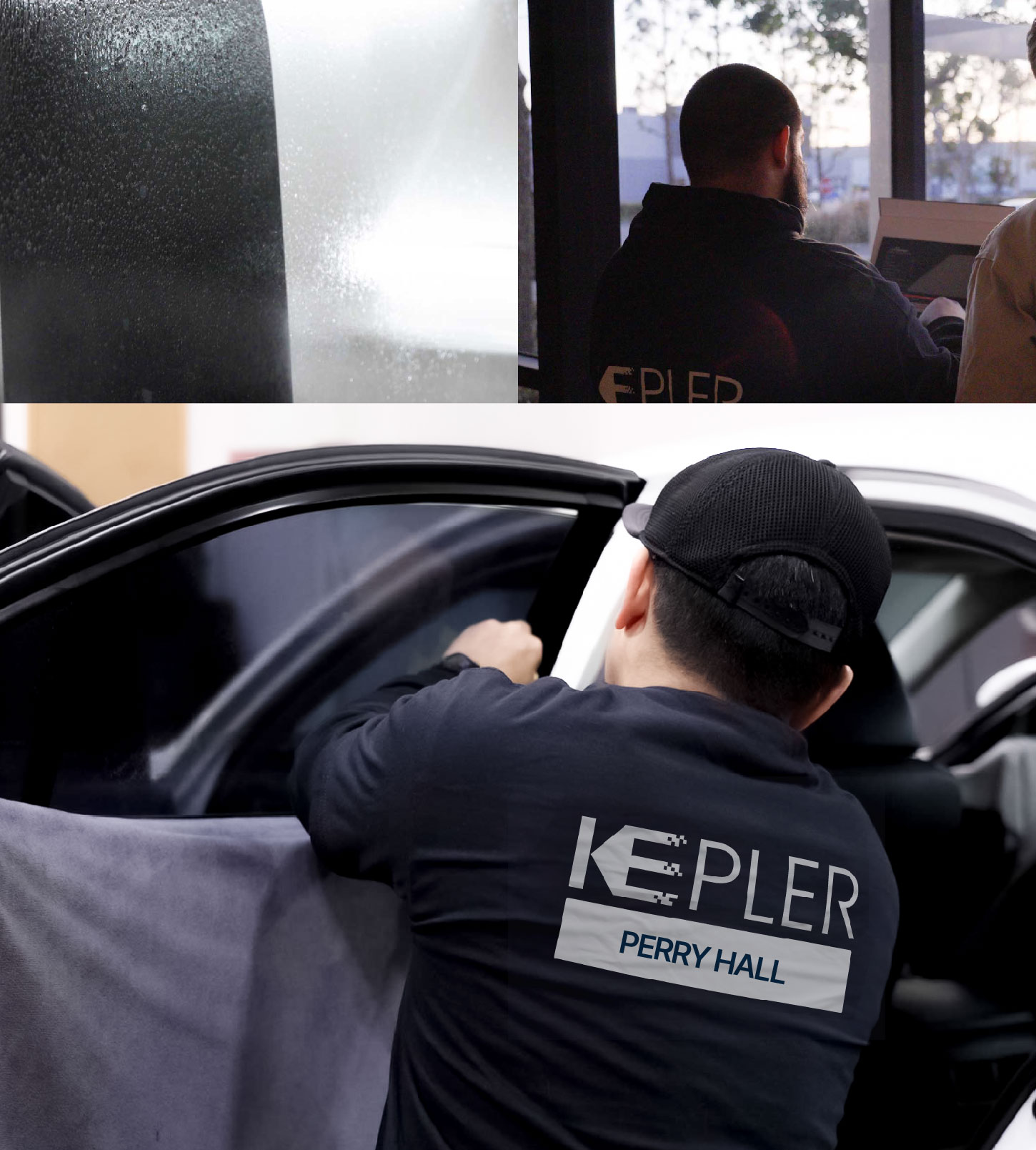 Automotive Window Tinting Expert Applying Film in Perry Hall, Maryland