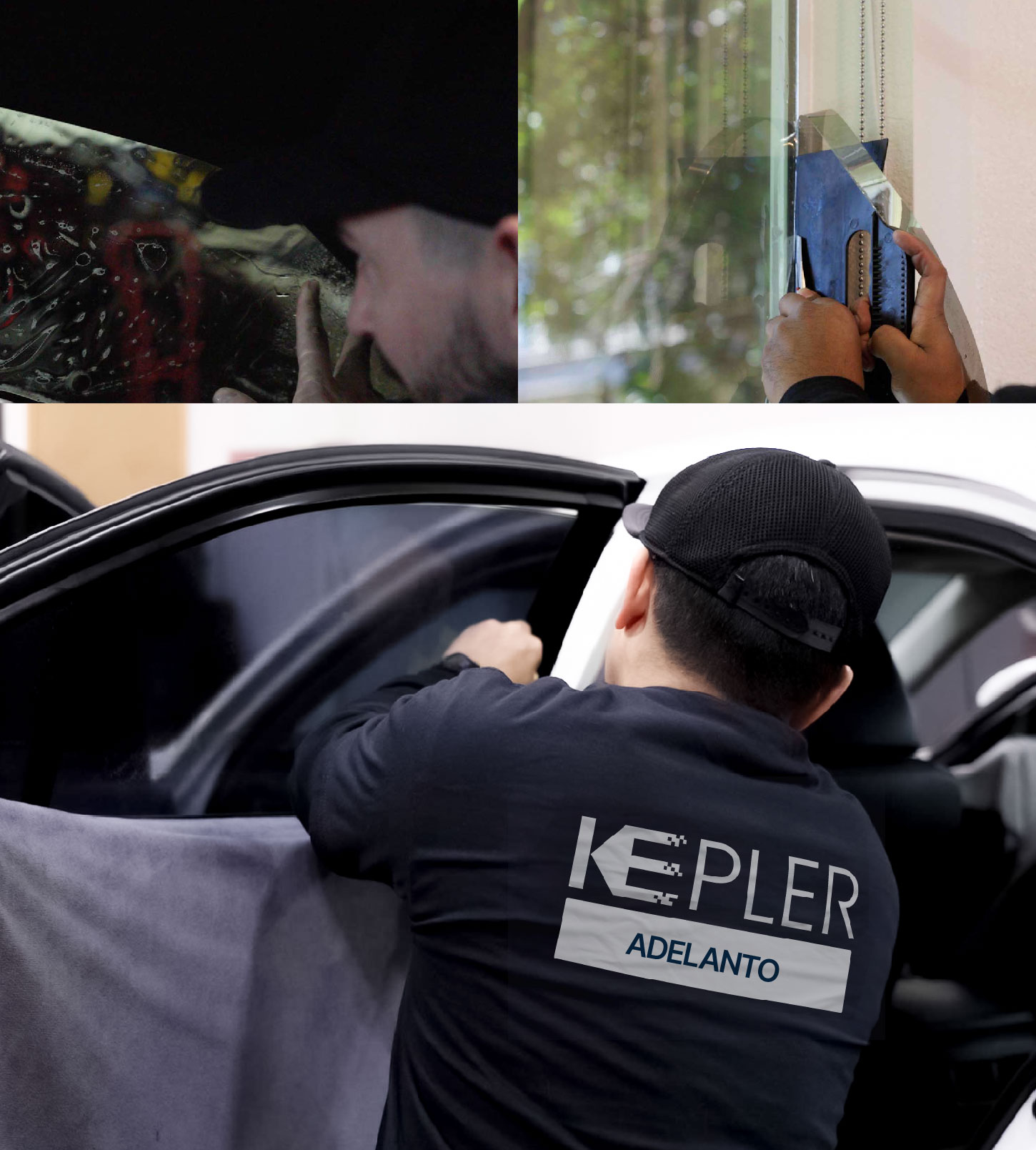 Automotive Window Tinting Expert Applying Film in Adelanto, California