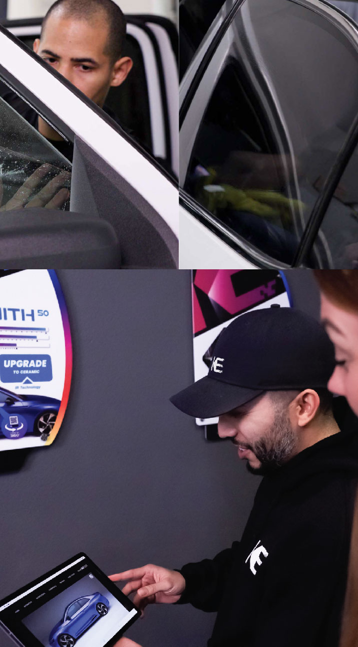 Kepler Dealer Showing Car Window Film Options to Customer in Riverton, Utah