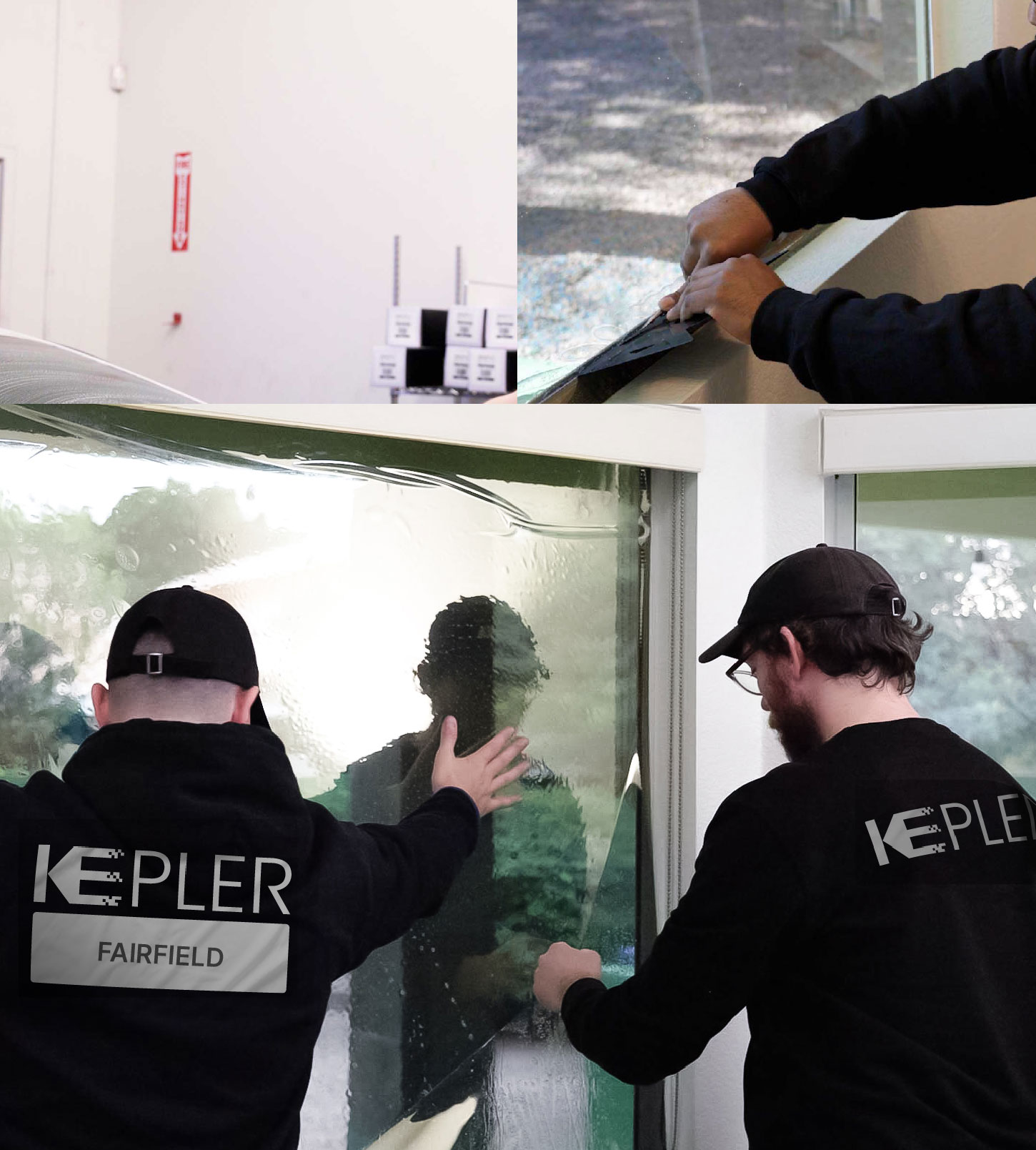Kepler Technician Installing Ceramic Window Tint to Home in Fairfield
