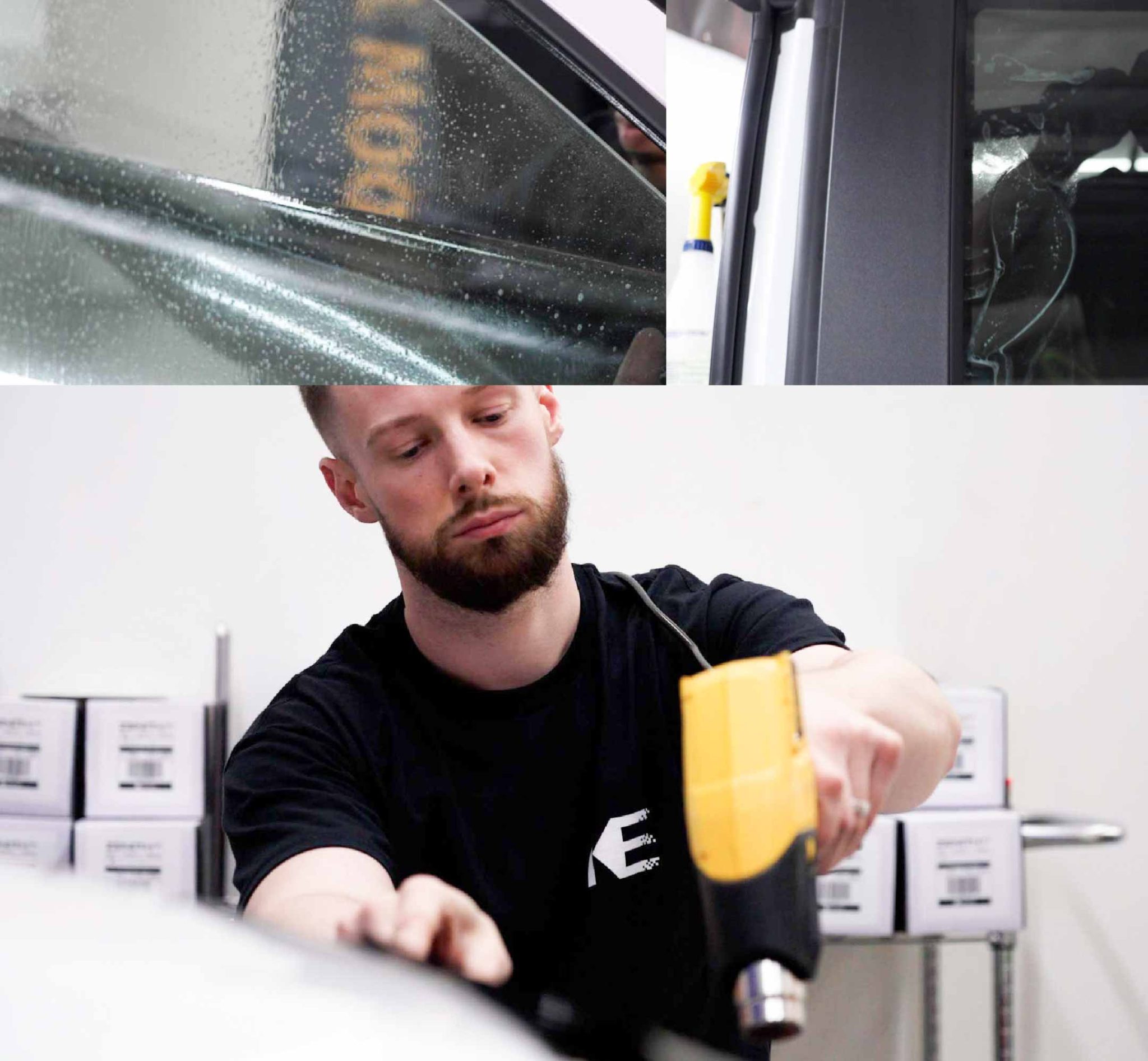 Expert Technician Fitting Advanced Window Tint to Tesla in Montana