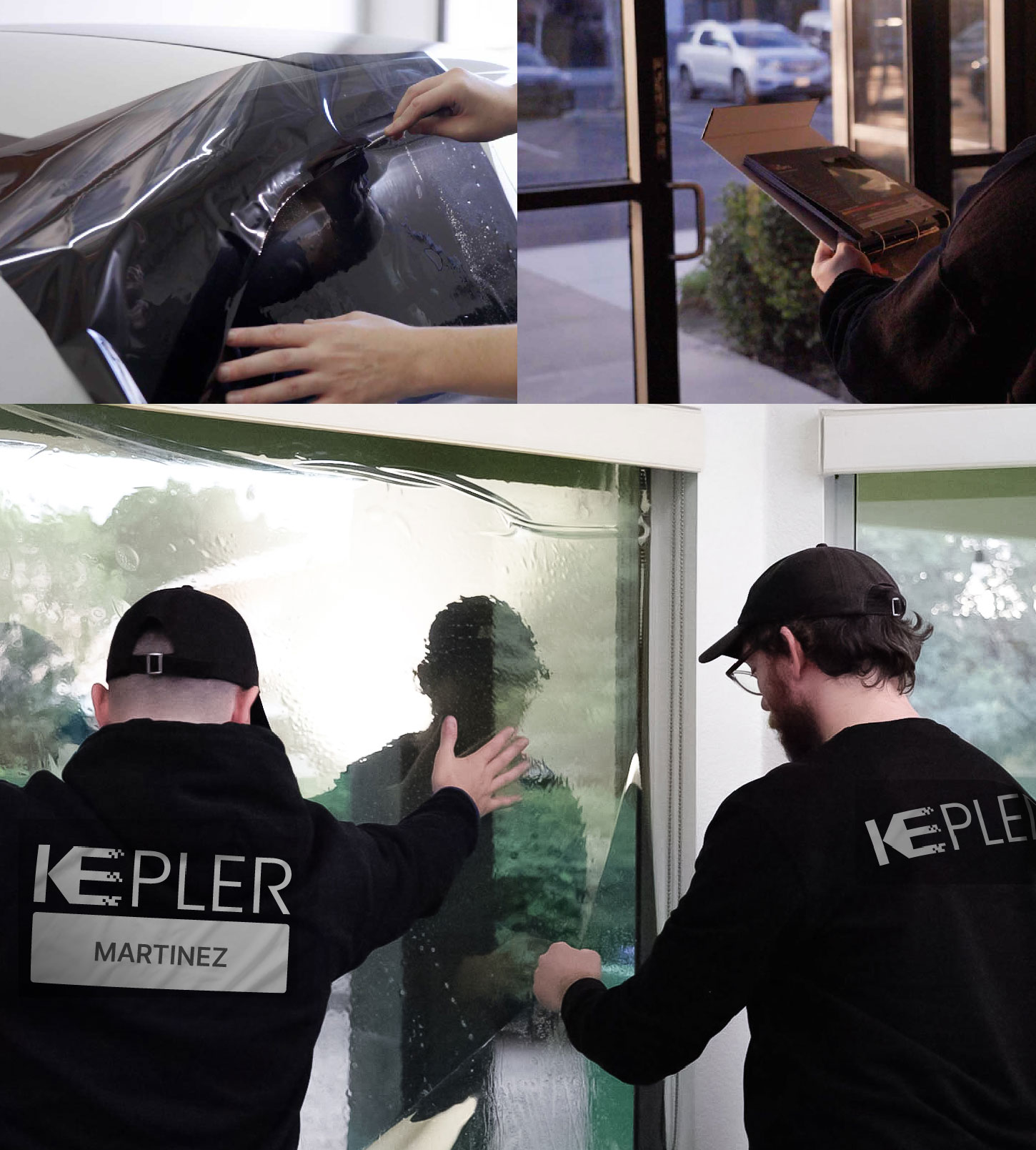 Expert Technician Applying Ceramic Window Tint to Home in Martinez
