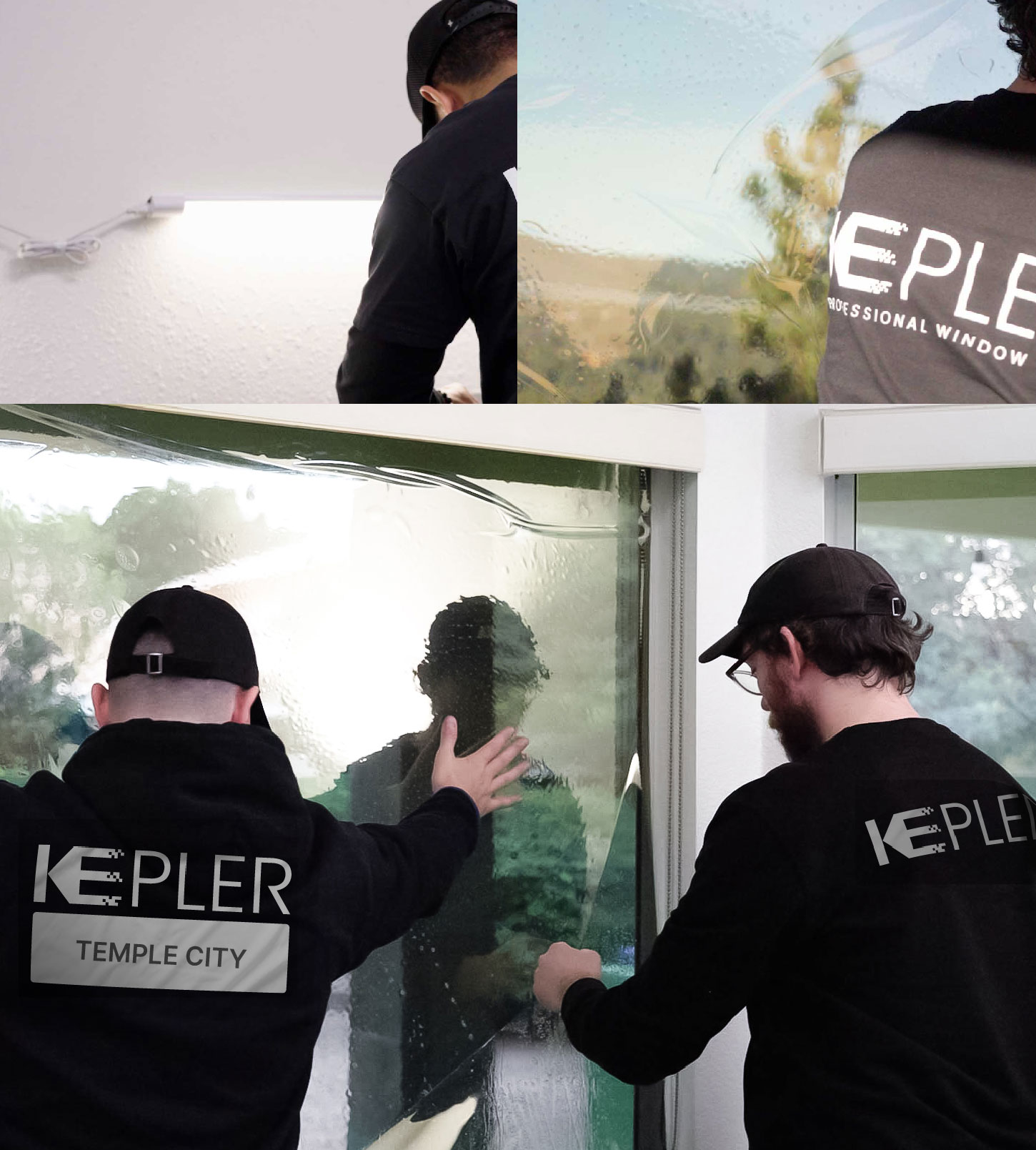 Expert Technician Applying Advanced Window Tint to Home in Temple City