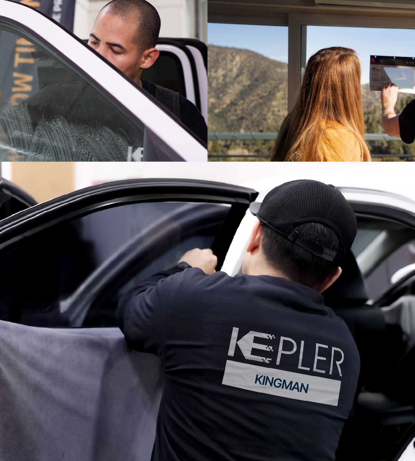 Automotive Window Tinting Expert Applying Film in Kingman, Arizona