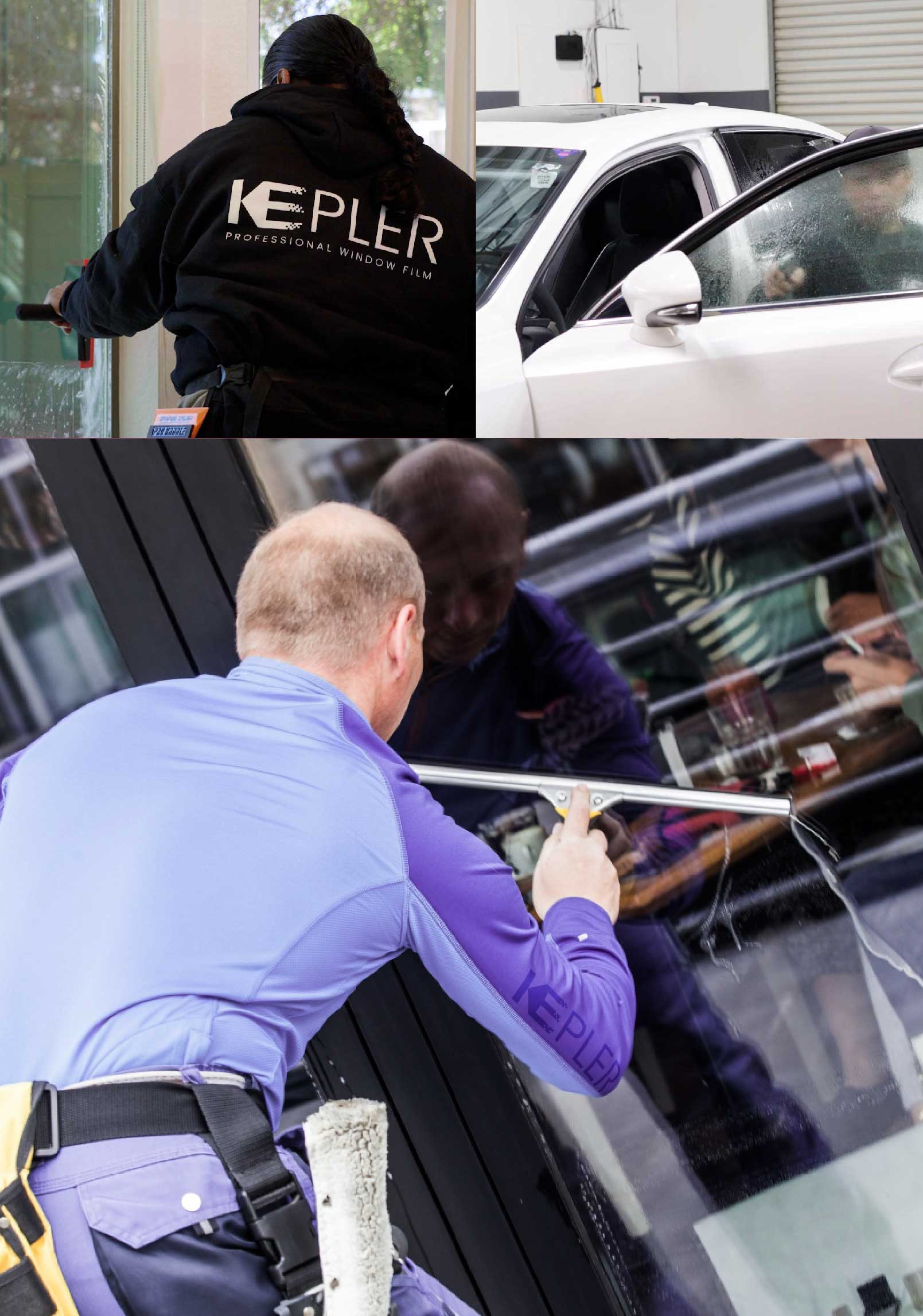 Kepler Expert Applying Anti-Graffiti Window Film to a Puyallup Shop Front