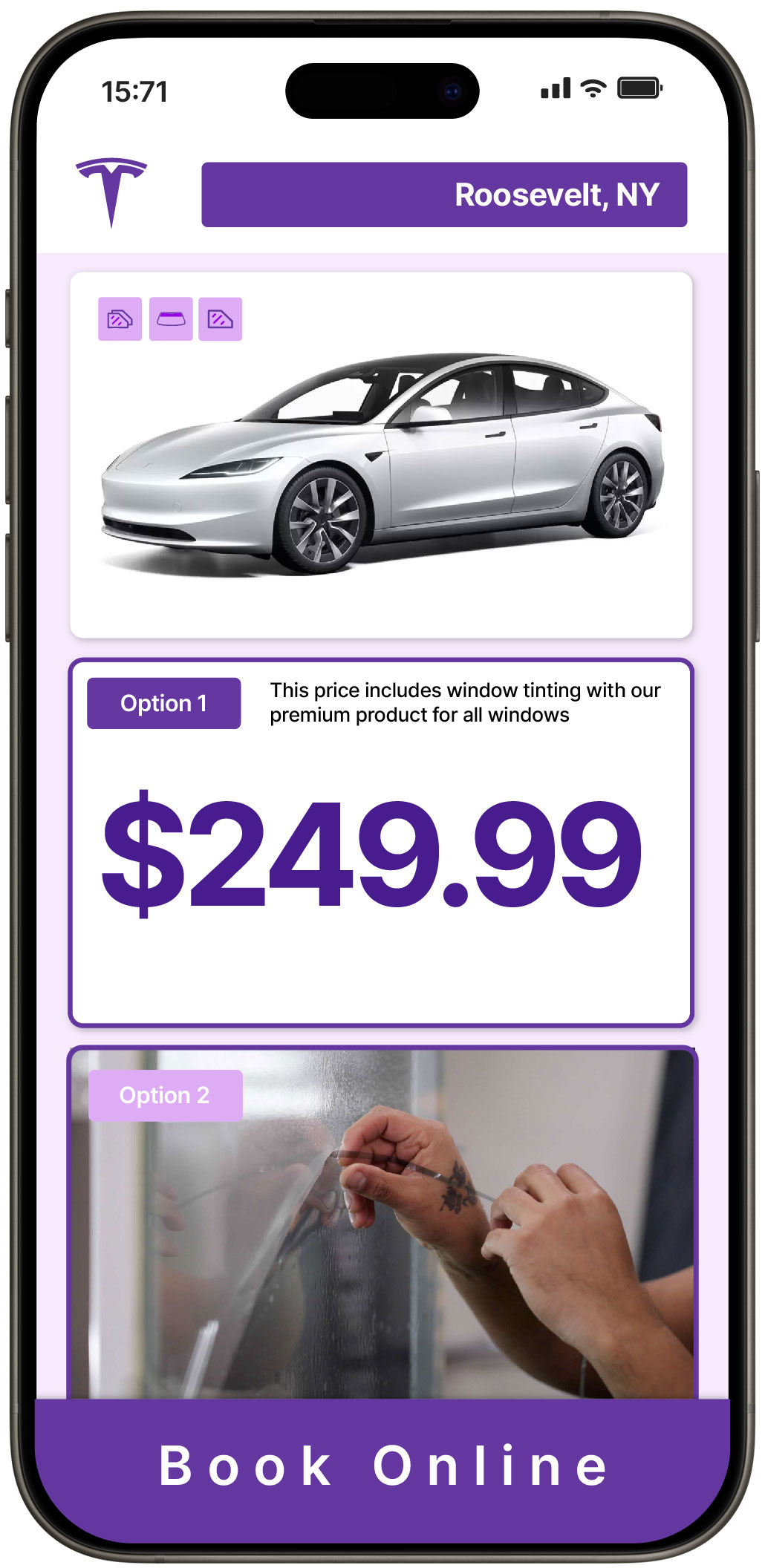View Competitive Tesla Window Tinting Rates in Roosevelt, New York