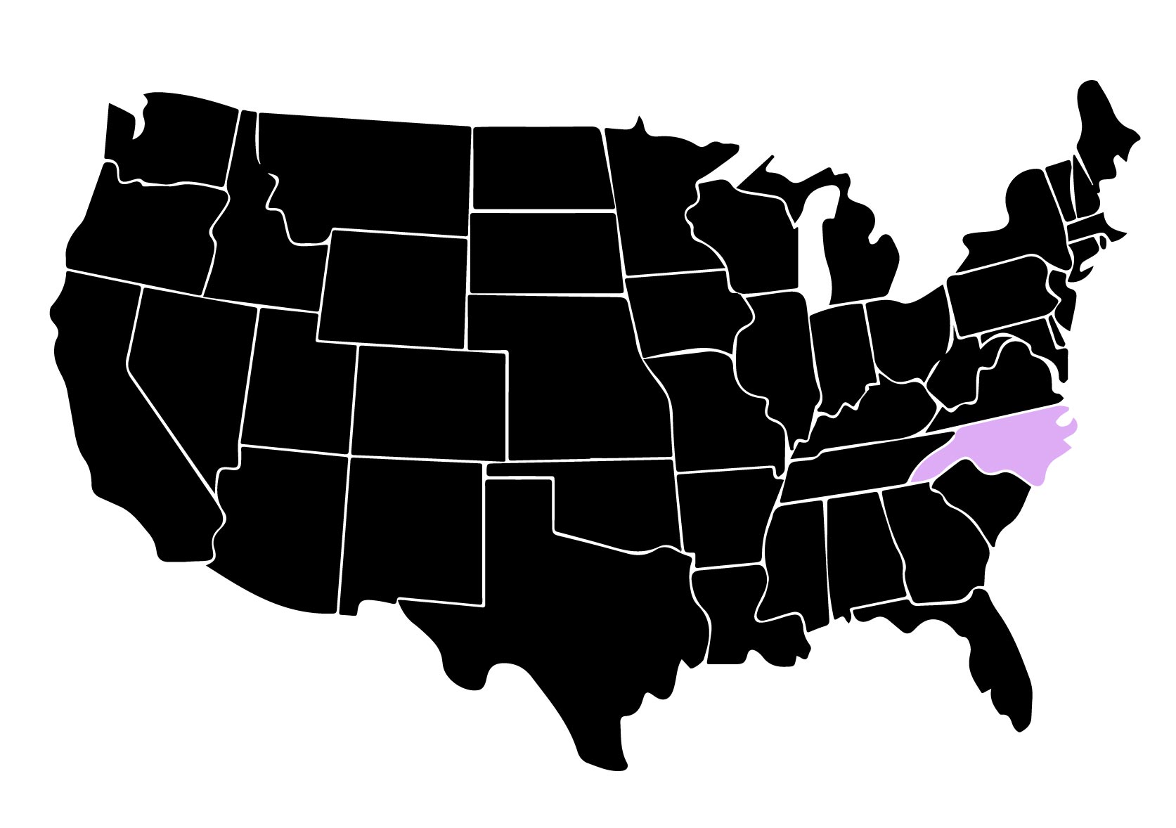 Map Displaying Location of Kepler Home Window Tinters in Clemmons, North Carolina with Purple Highlight on the State
