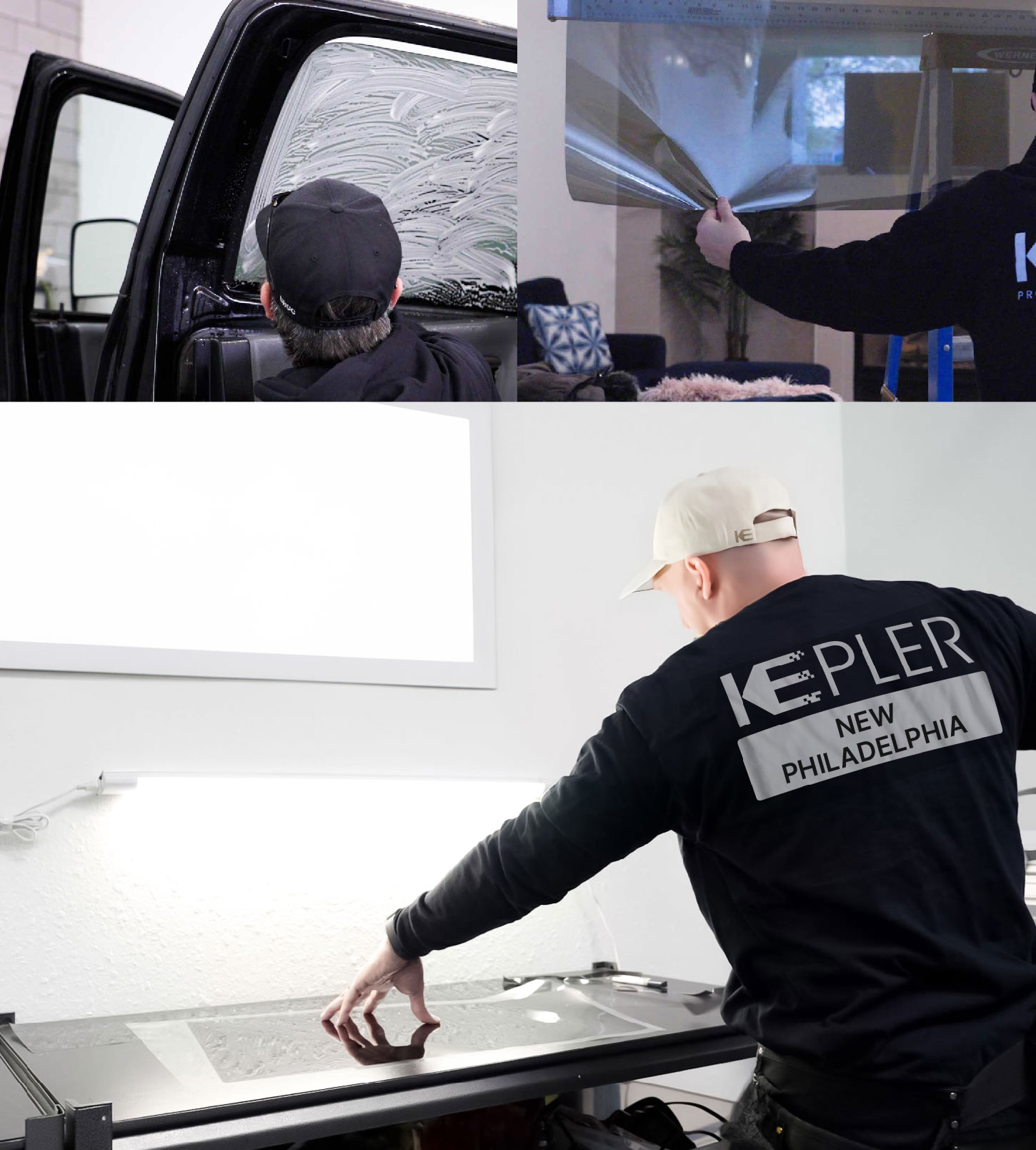 Window Tinting Specialist Cutting Film in New Philadelphia, Ohio