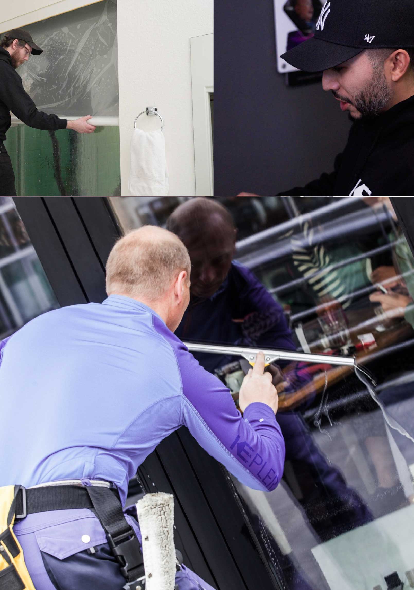 Kepler Skilled Applying Anti-Graffiti Window Film to a Avon Shop Front