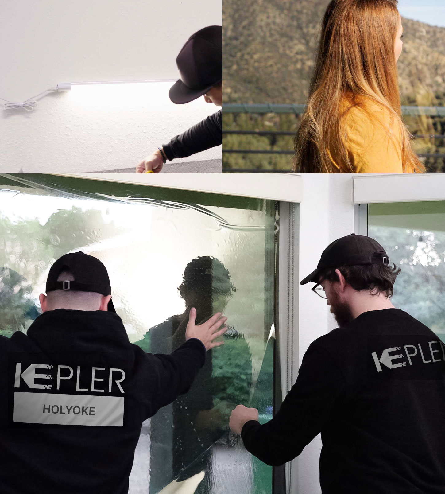 Expert Technician Applying Advanced Window Tint to Home in Holyoke