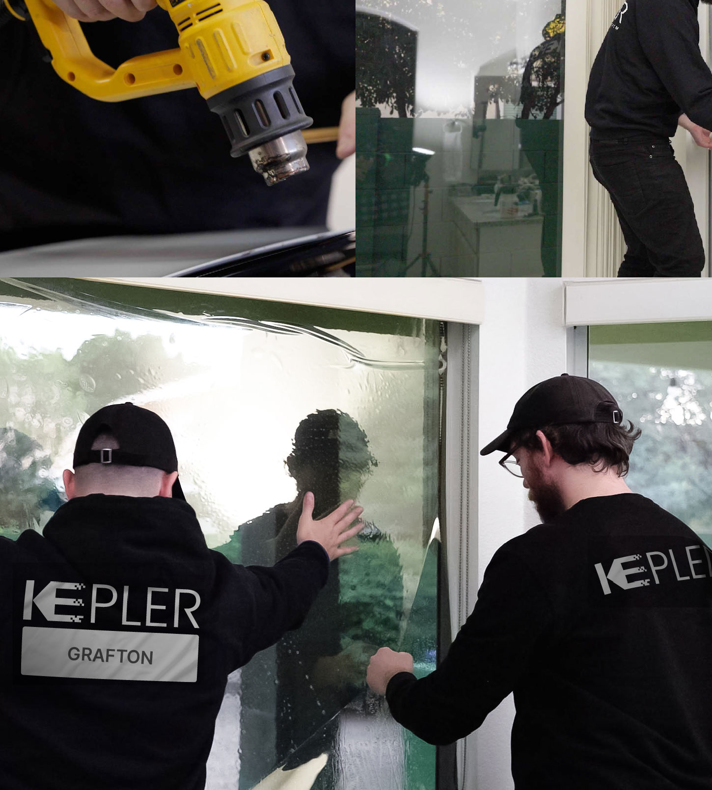 Expert Technician Installing High-tech Window Tint to Home in Grafton