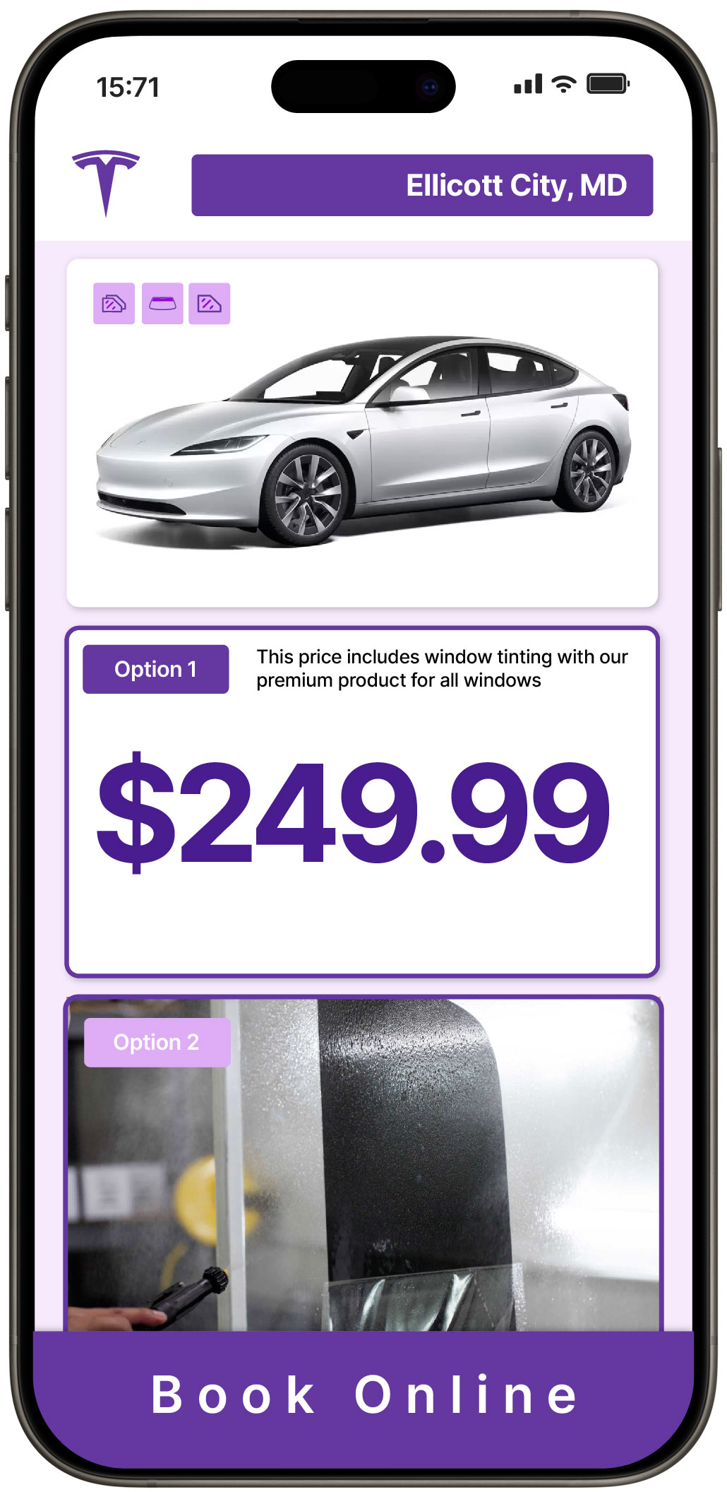 View Competitive Tesla Window Tinting Rates in Ellicott City, Maryland