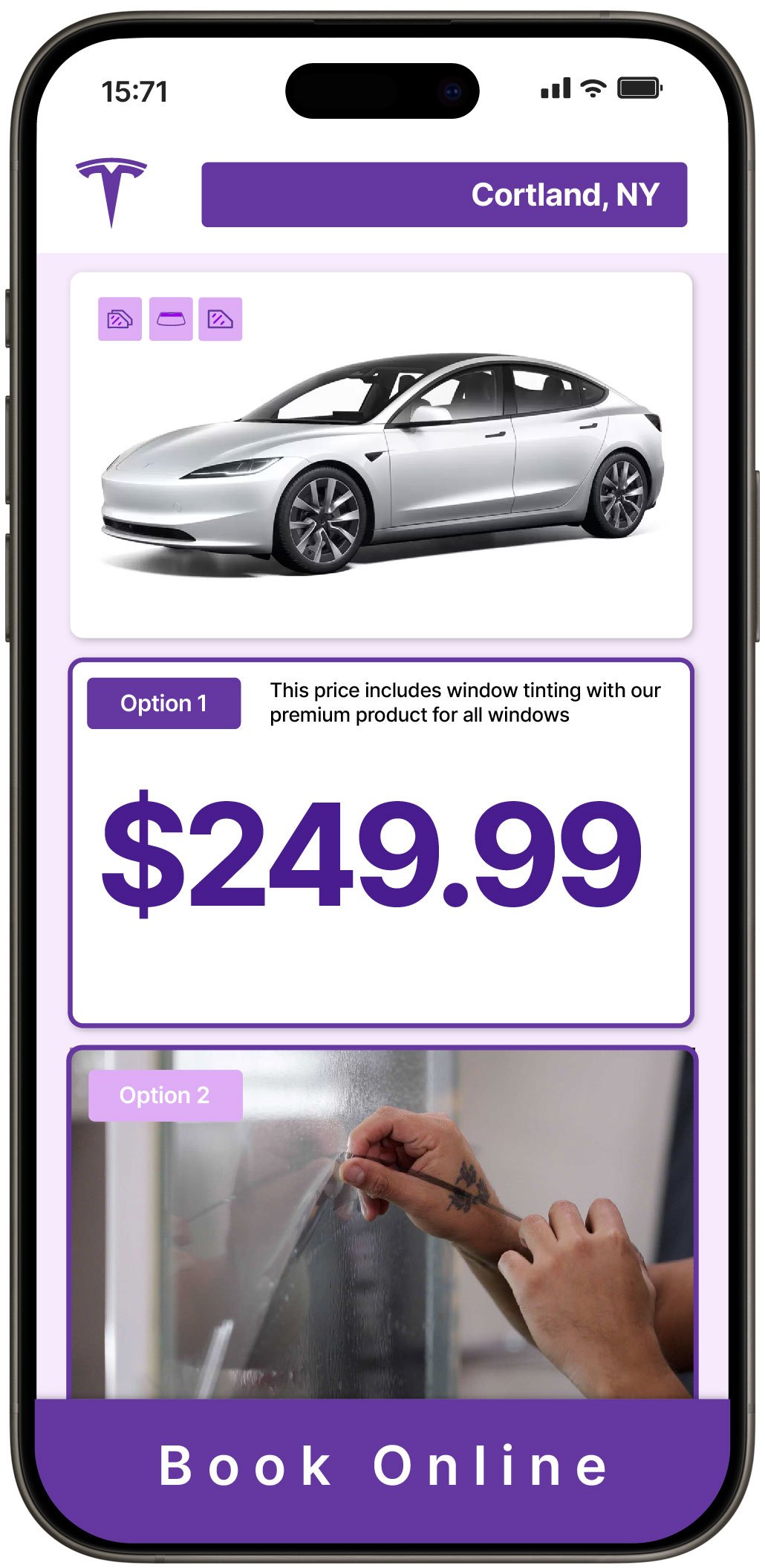 View Affordable Tesla Window Tinting Rates in Cortland, New York