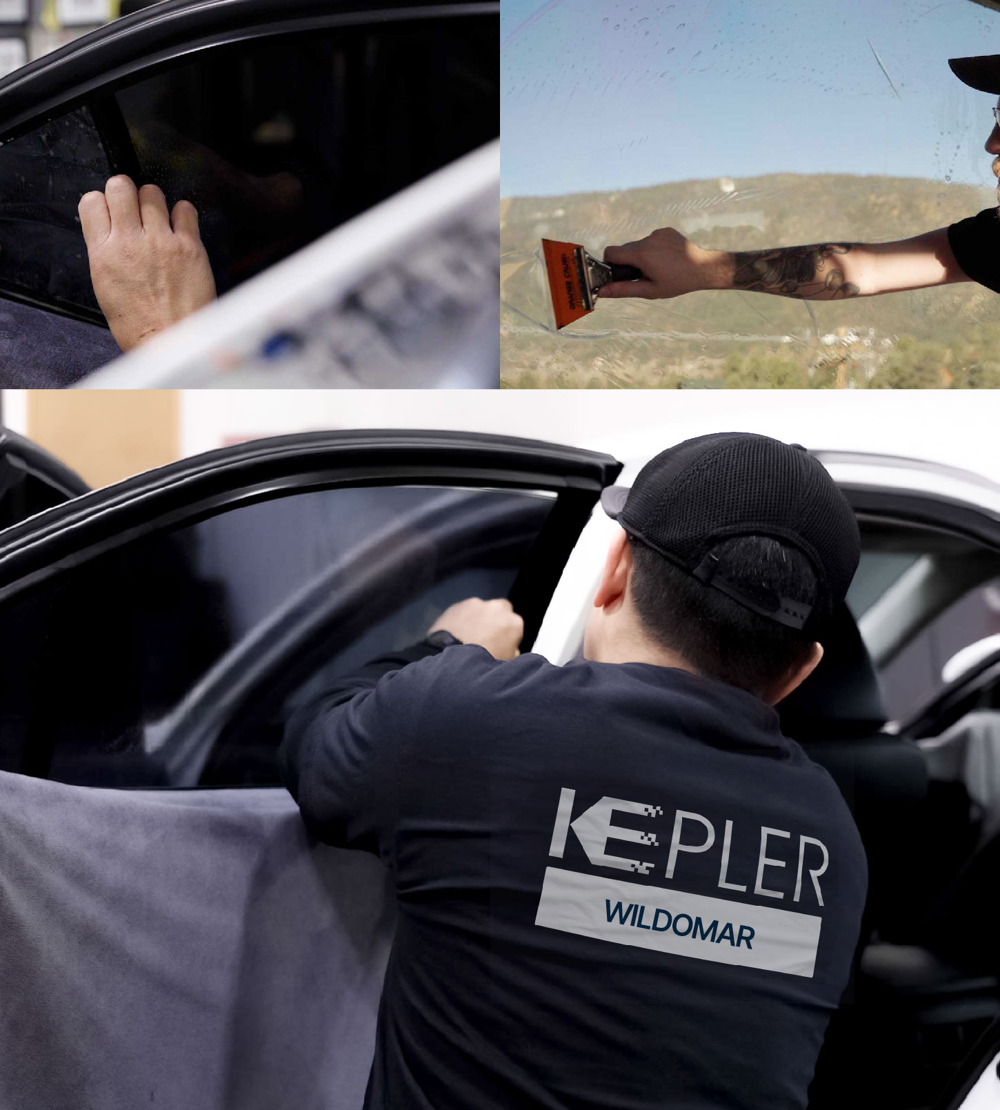 Automotive Window Tinting Expert Applying Film in Wildomar, California