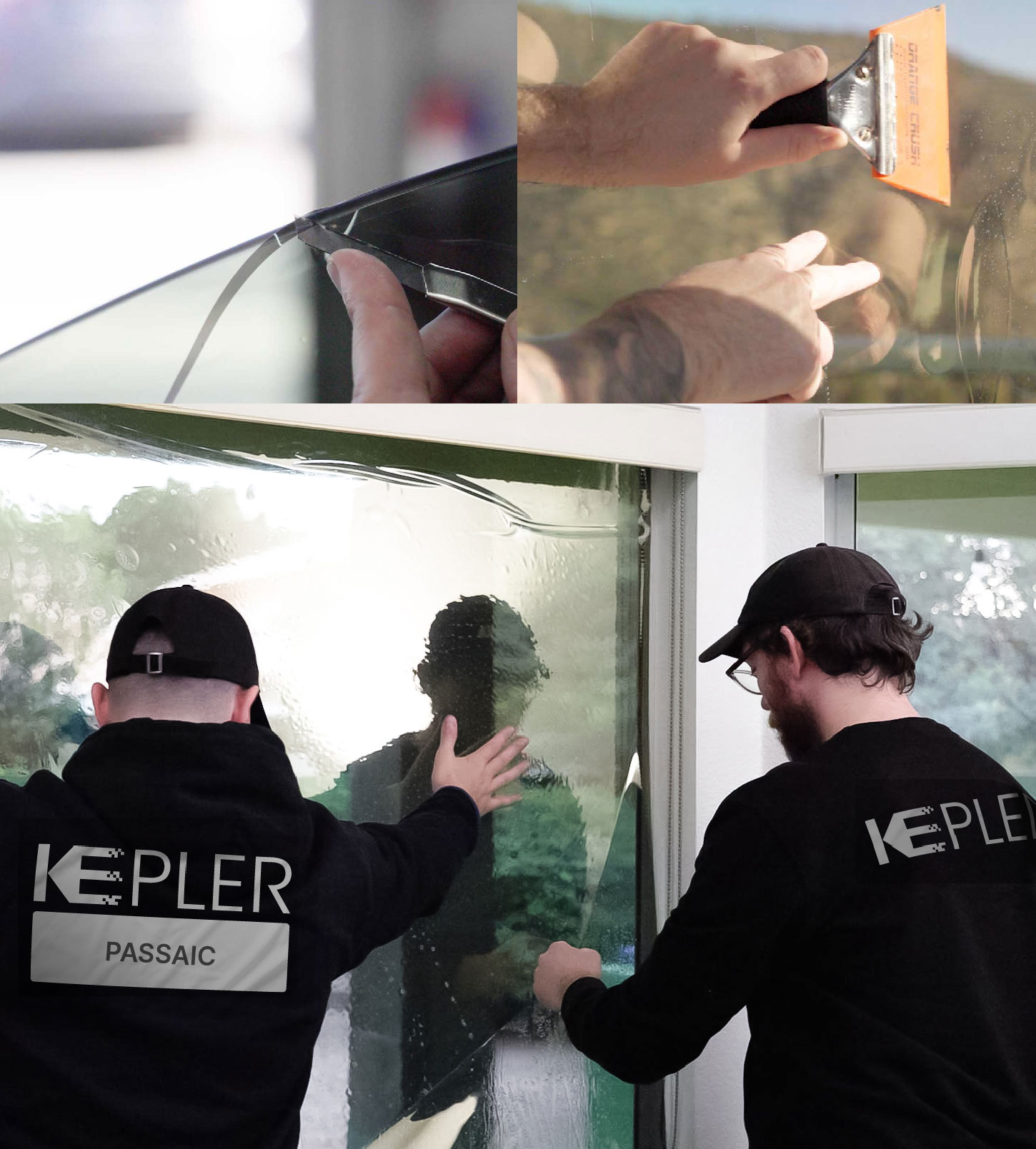 Expert Technician Fitting Ceramic Window Tint to Home in Passaic