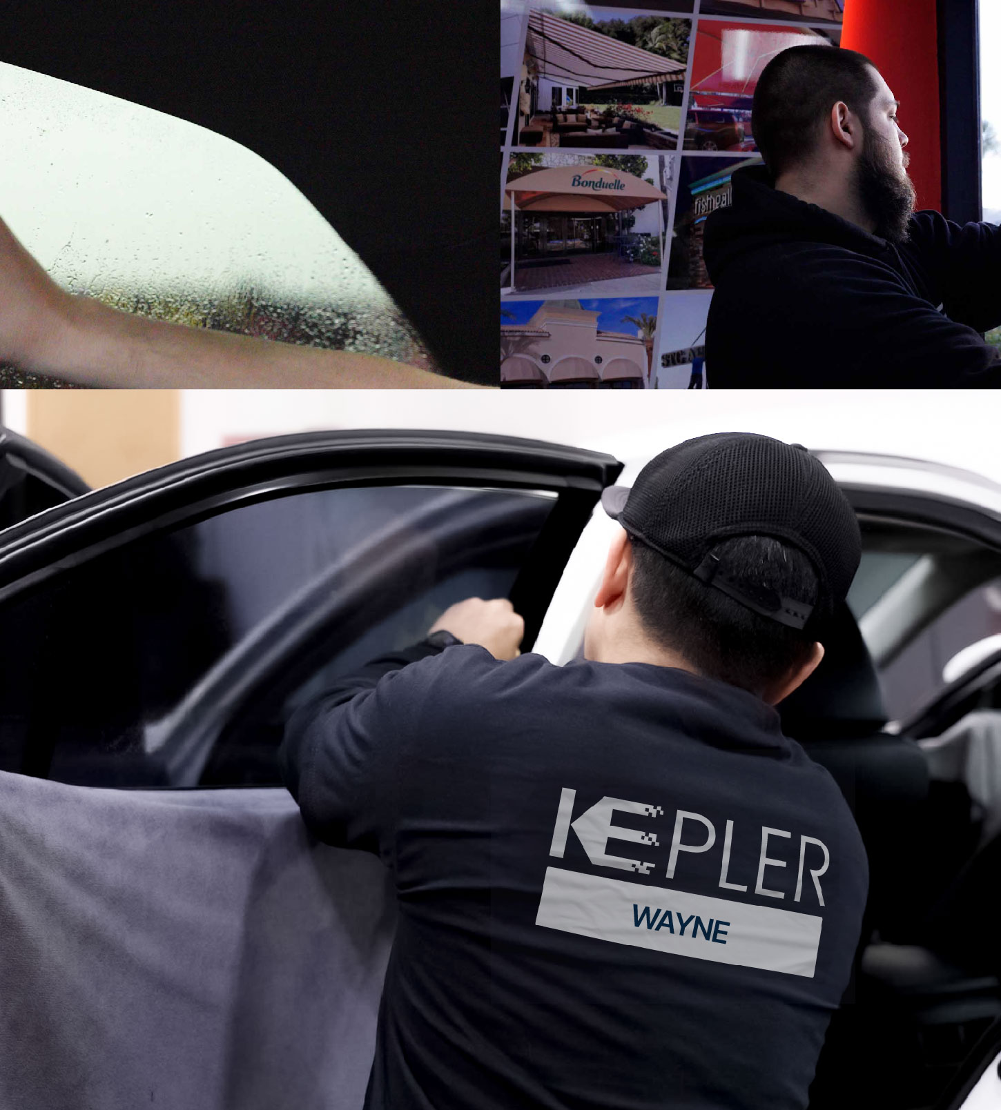 Automotive Window Tinting Expert Applying Film in Wayne, Michigan