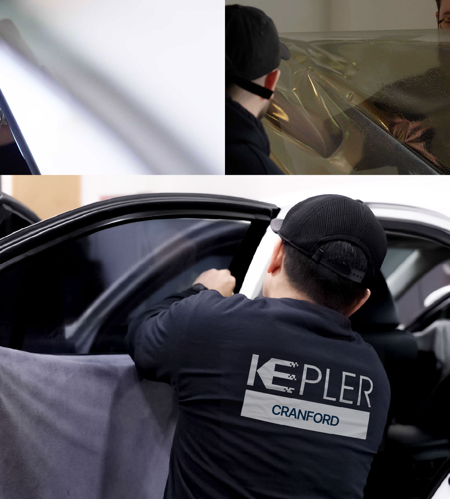 Automotive Window Tinting Expert Applying Film in Cranford, New Jersey