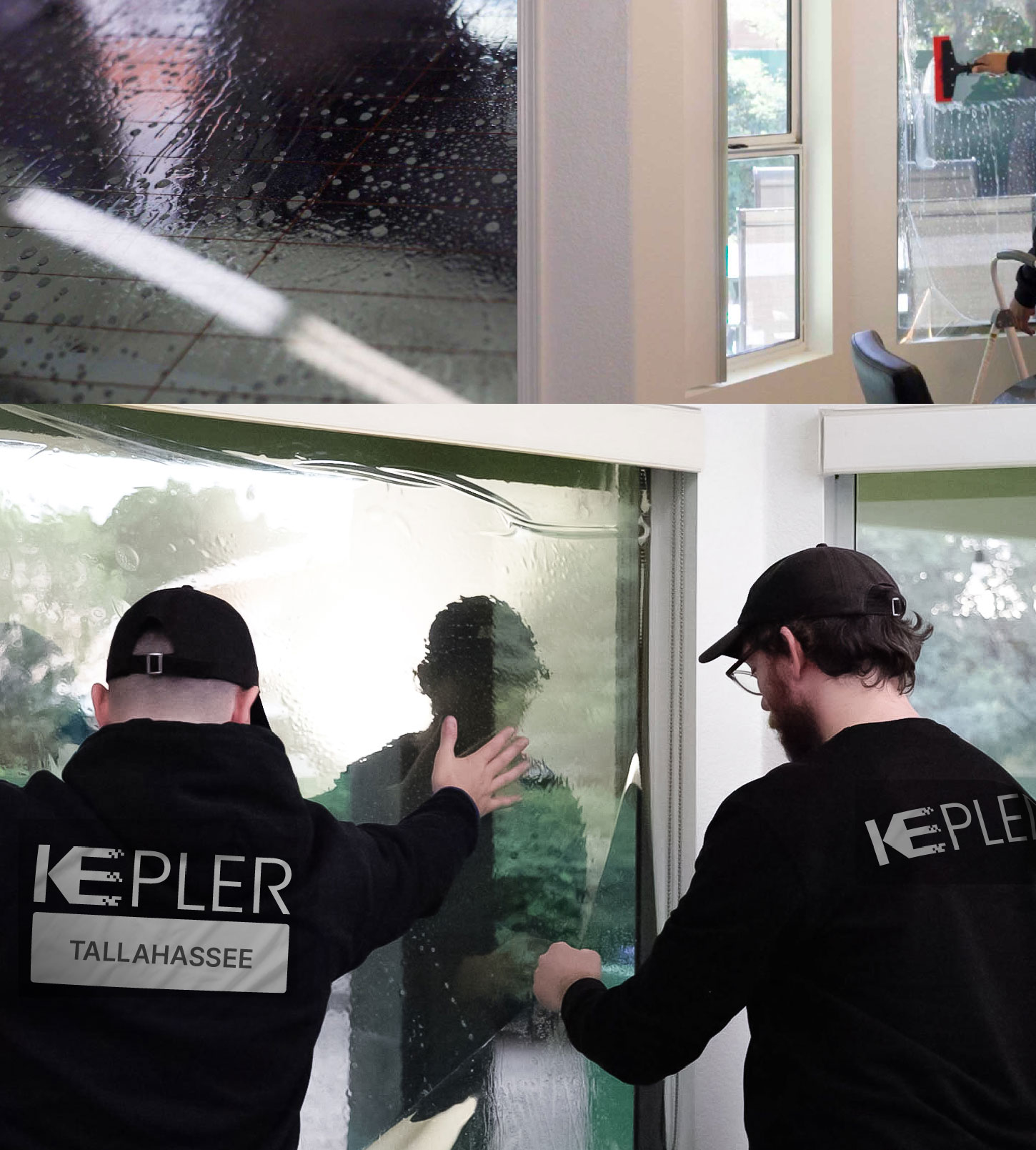Expert Technician Fitting High-tech Window Tint to Home in Tallahassee