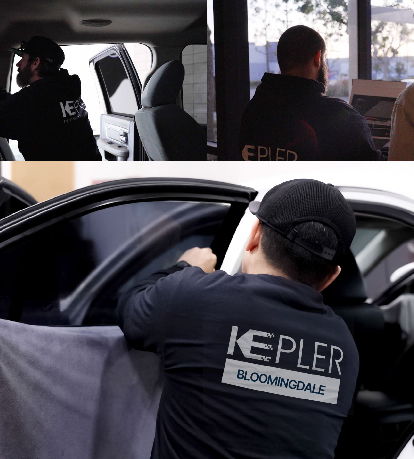 Automotive Window Tinting Expert Applying Film in Bloomingdale, Illinois