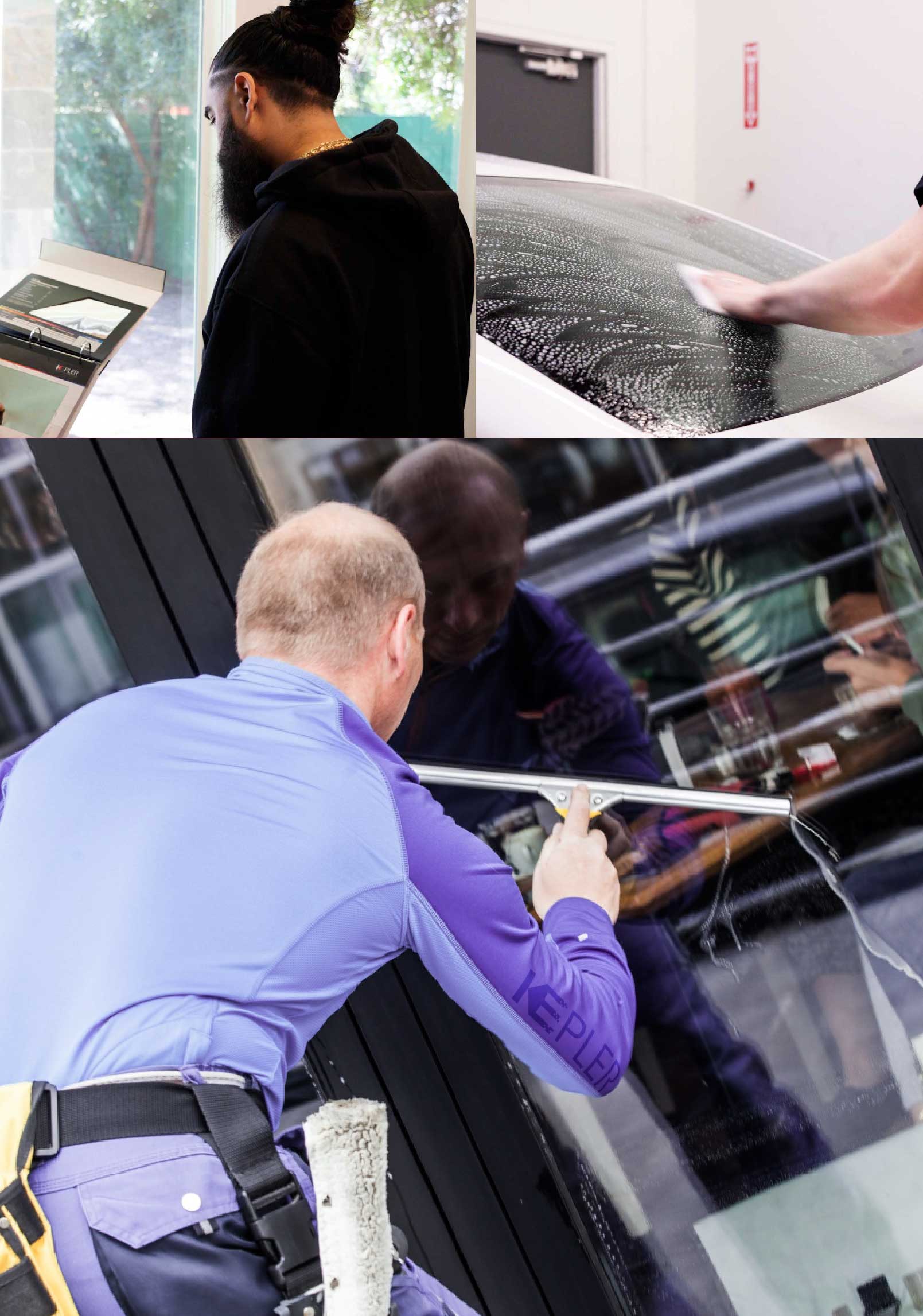 Kepler Skilled Applying Anti-Graffiti Window Film to a Lake Zurich Shop Front