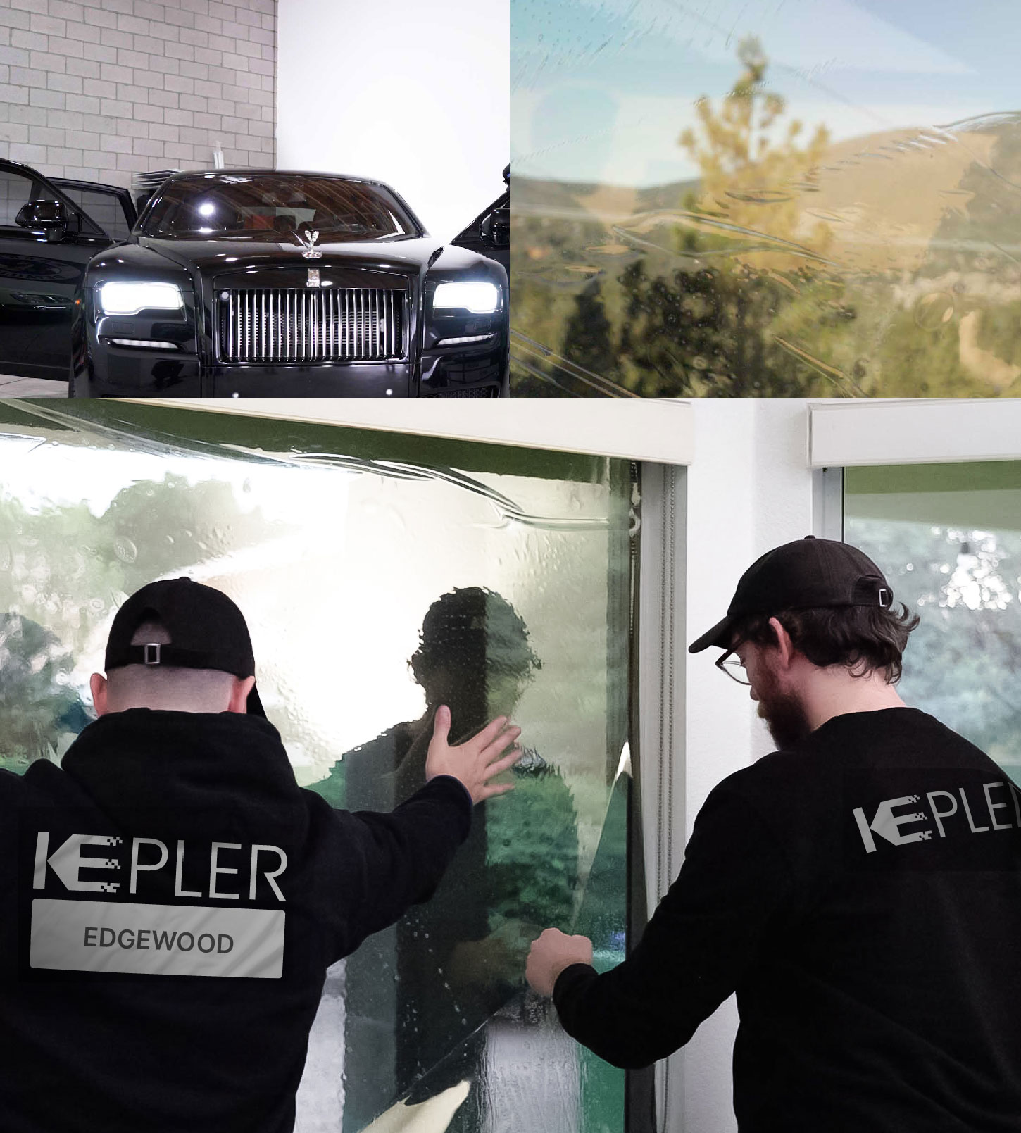 Expert Technician Fitting High-tech Window Tint to Home in Edgewood