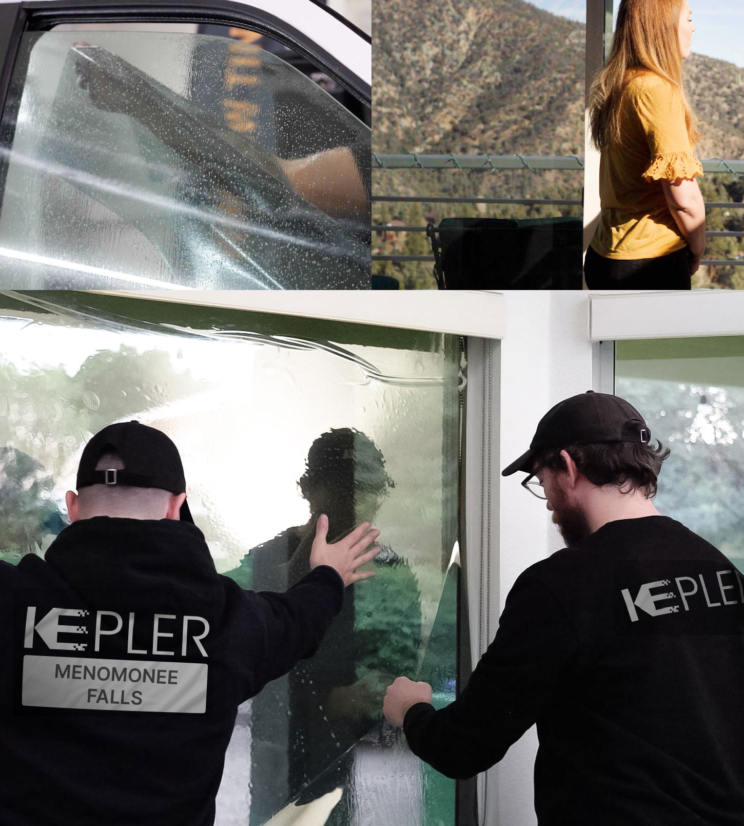 Expert Technician Fitting High-tech Window Tint to Home in Menomonee Falls