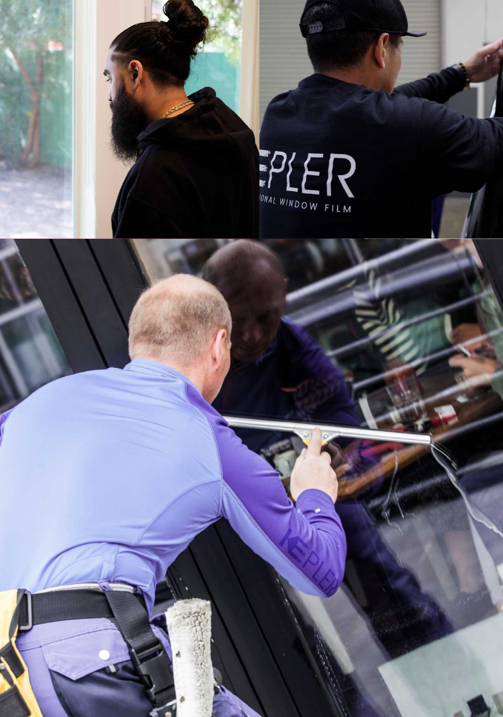 Kepler Skilled Applying Anti-Graffiti Window Film to a Twinsburg Shop Front
