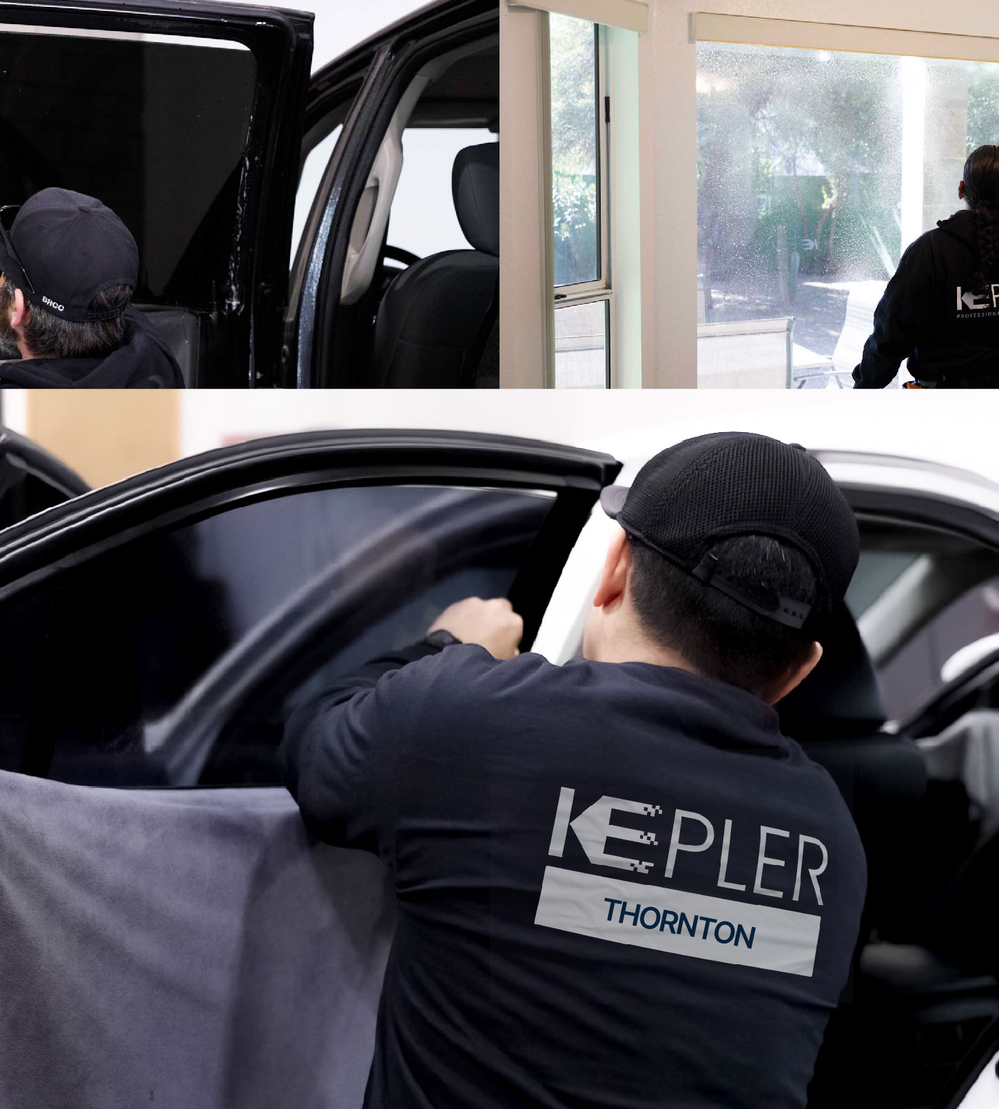 Automotive Window Tinting Expert Applying Film in Thornton, Colorado