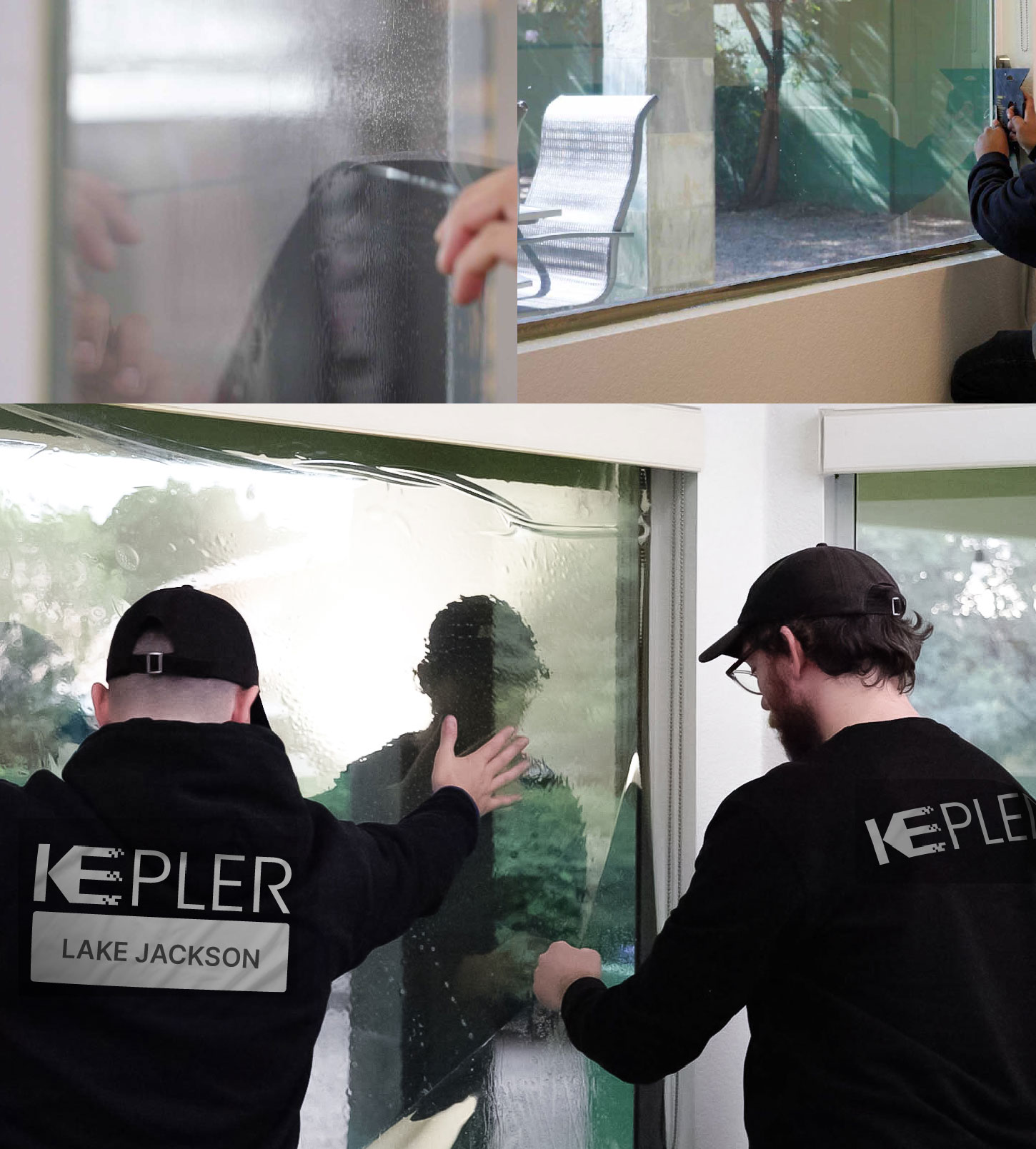 Kepler Technician Installing Advanced Window Tint to Home in Lake Jackson