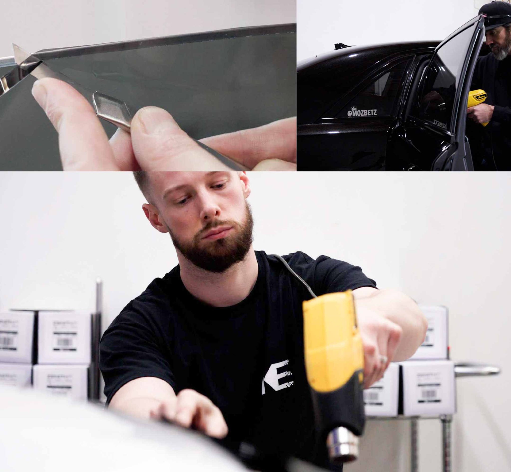 Kepler Technician Applying Ceramic Window Tint to Tesla in Oregon