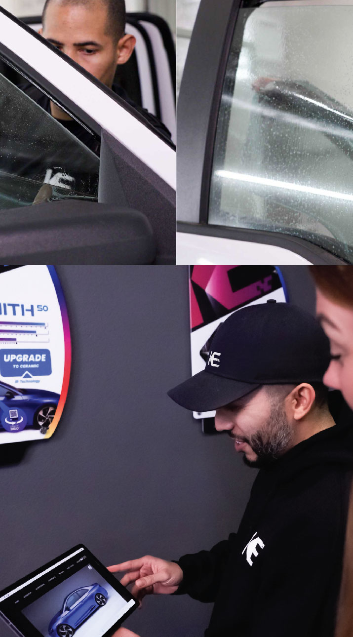 Kepler Dealer Showing Car Window Film Options to Customer in Maplewood, New Jersey
