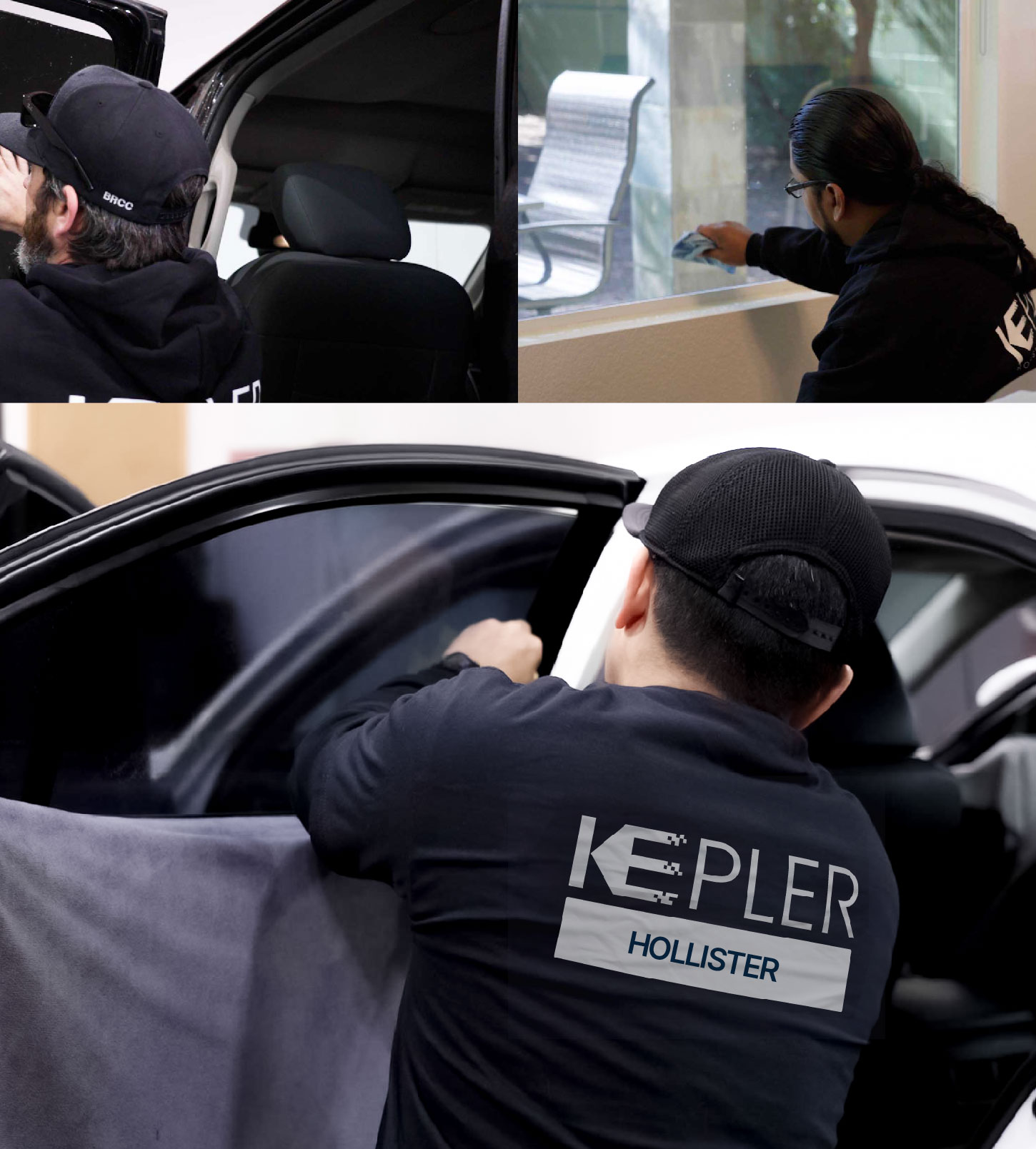 Automotive Window Tinting Expert Applying Film in Hollister, California