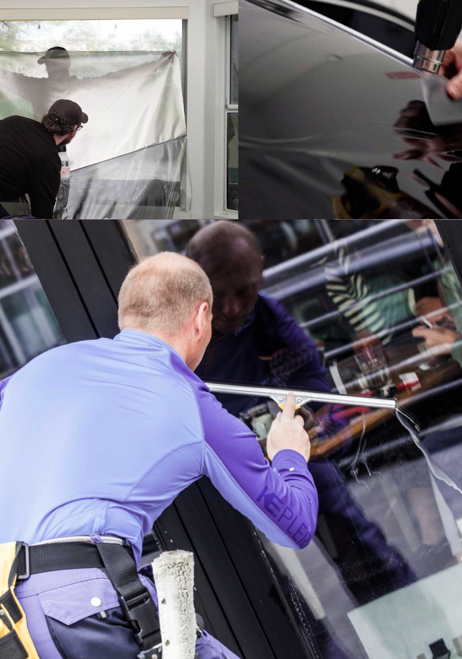 Kepler Skilled Applying Anti-Graffiti Window Film to a Burbank Shop Front