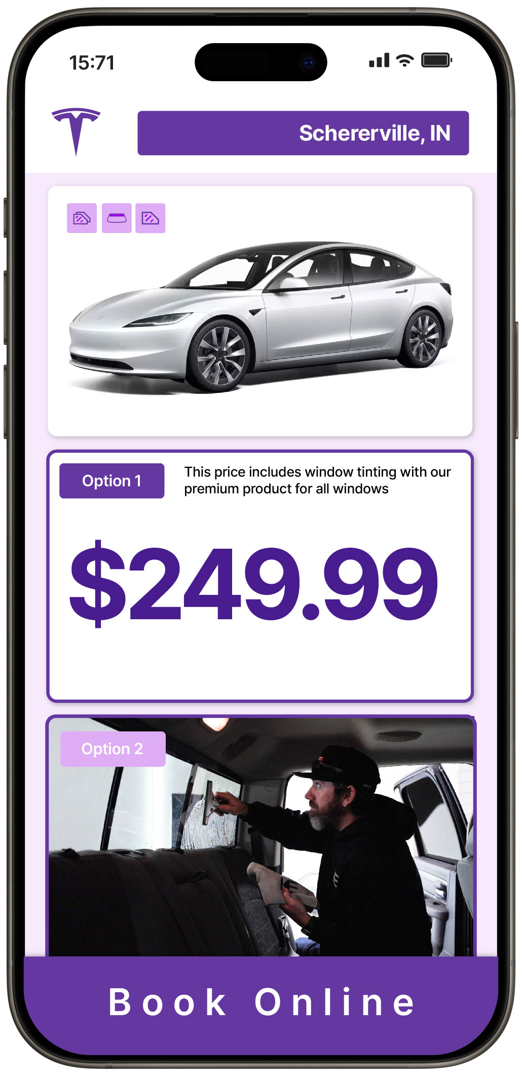 View Affordable Tesla Window Tinting Costs in Schererville, Indiana