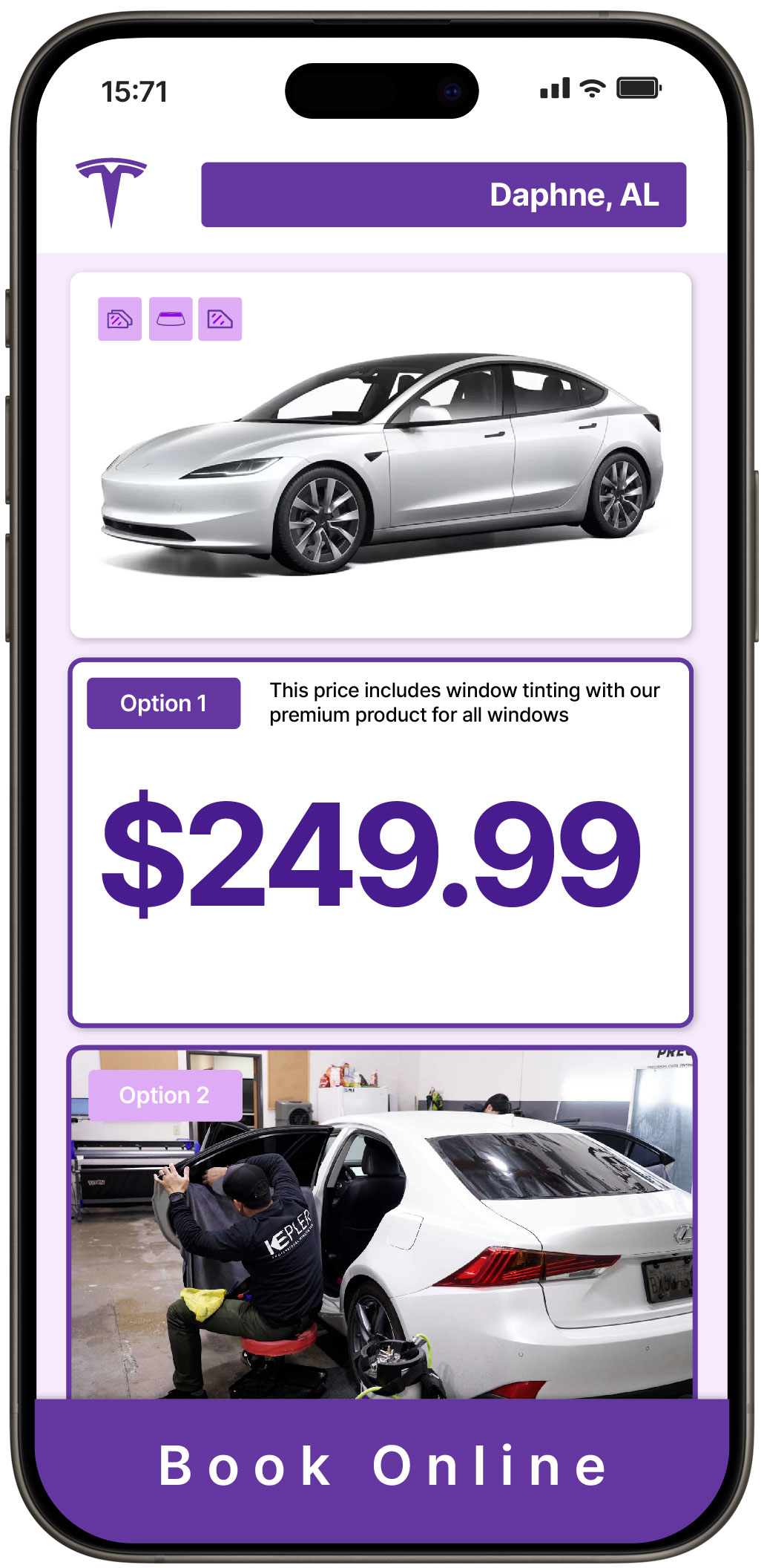 View Affordable Tesla Window Tinting Costs in Daphne, Alabama