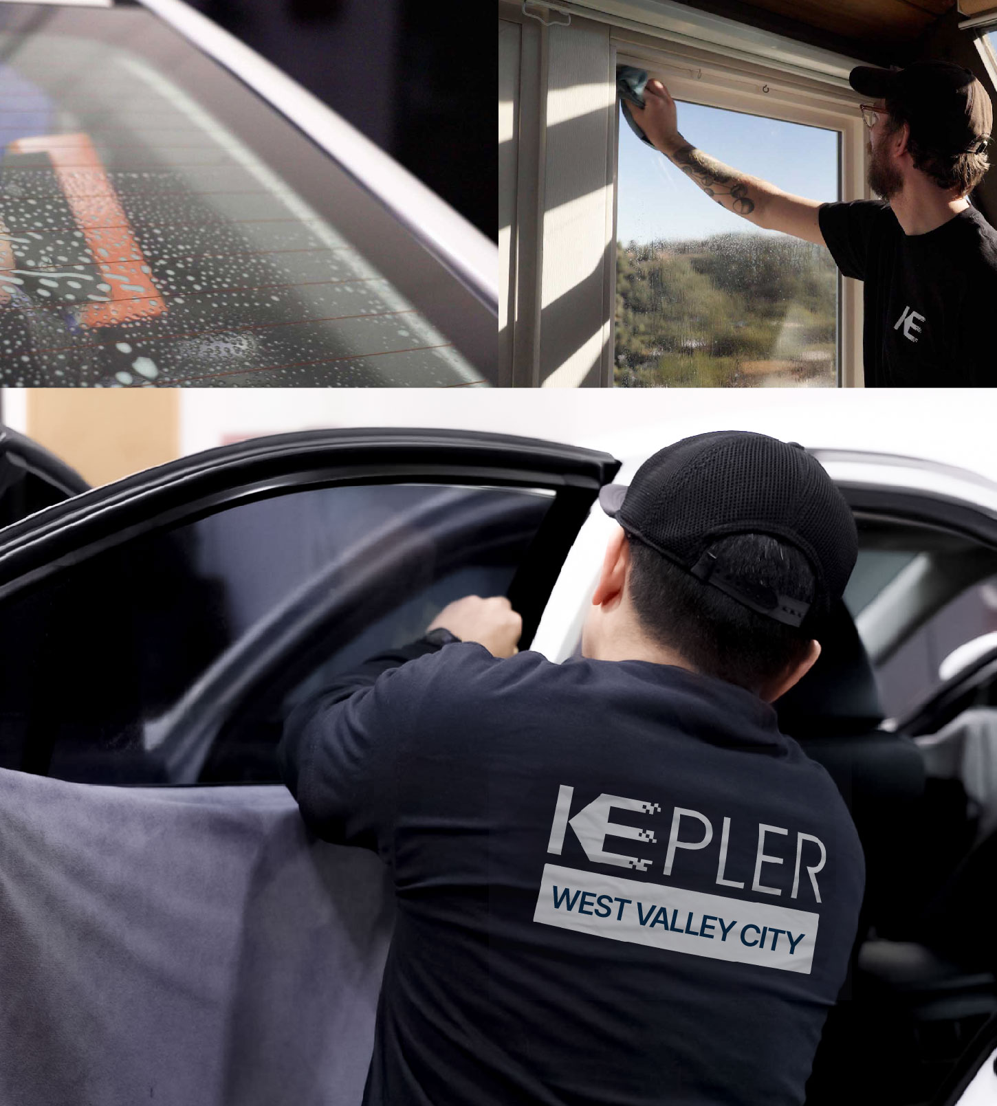 Automotive Window Tinting Expert Applying Film in West Valley City, Utah