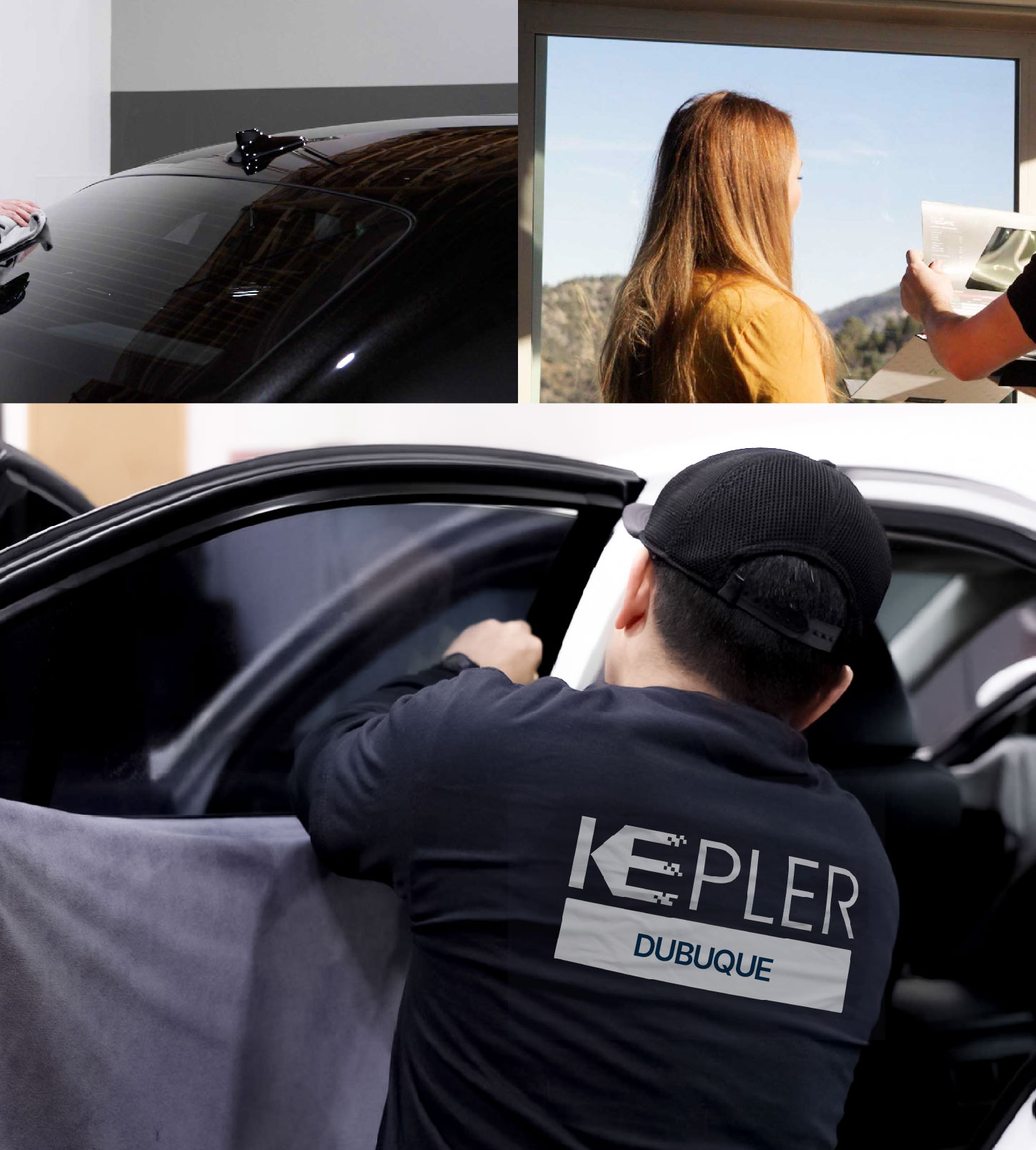 Automotive Window Tinting Expert Applying Film in Dubuque, Iowa