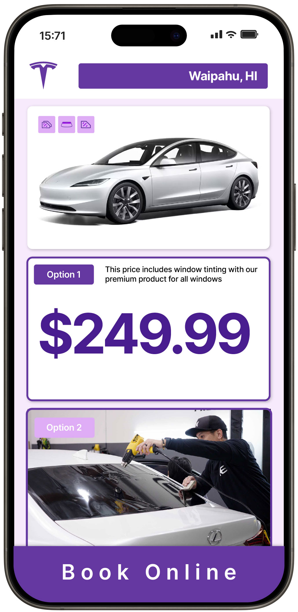 View Competitive Tesla Window Tinting Prices in Kapolei, Hawaii
