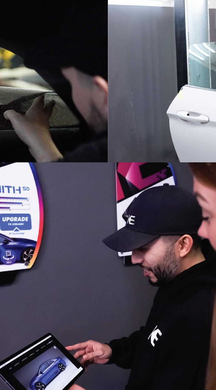 Kepler Dealer Showing Car Window Film Options to Customer in Long Island City, New York