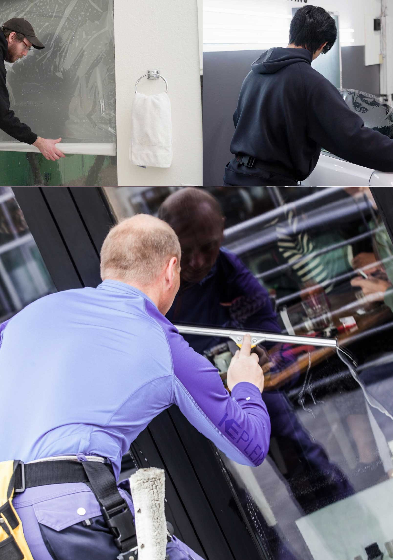 Kepler Professional Applying Anti-Graffiti Window Film to a Eastchester Shop Front