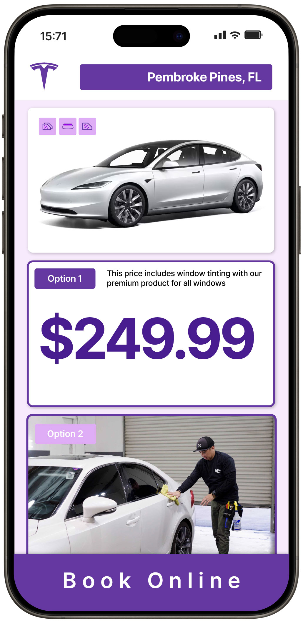 View Competitive Tesla Window Tinting Costs in Pembroke Pines, Florida