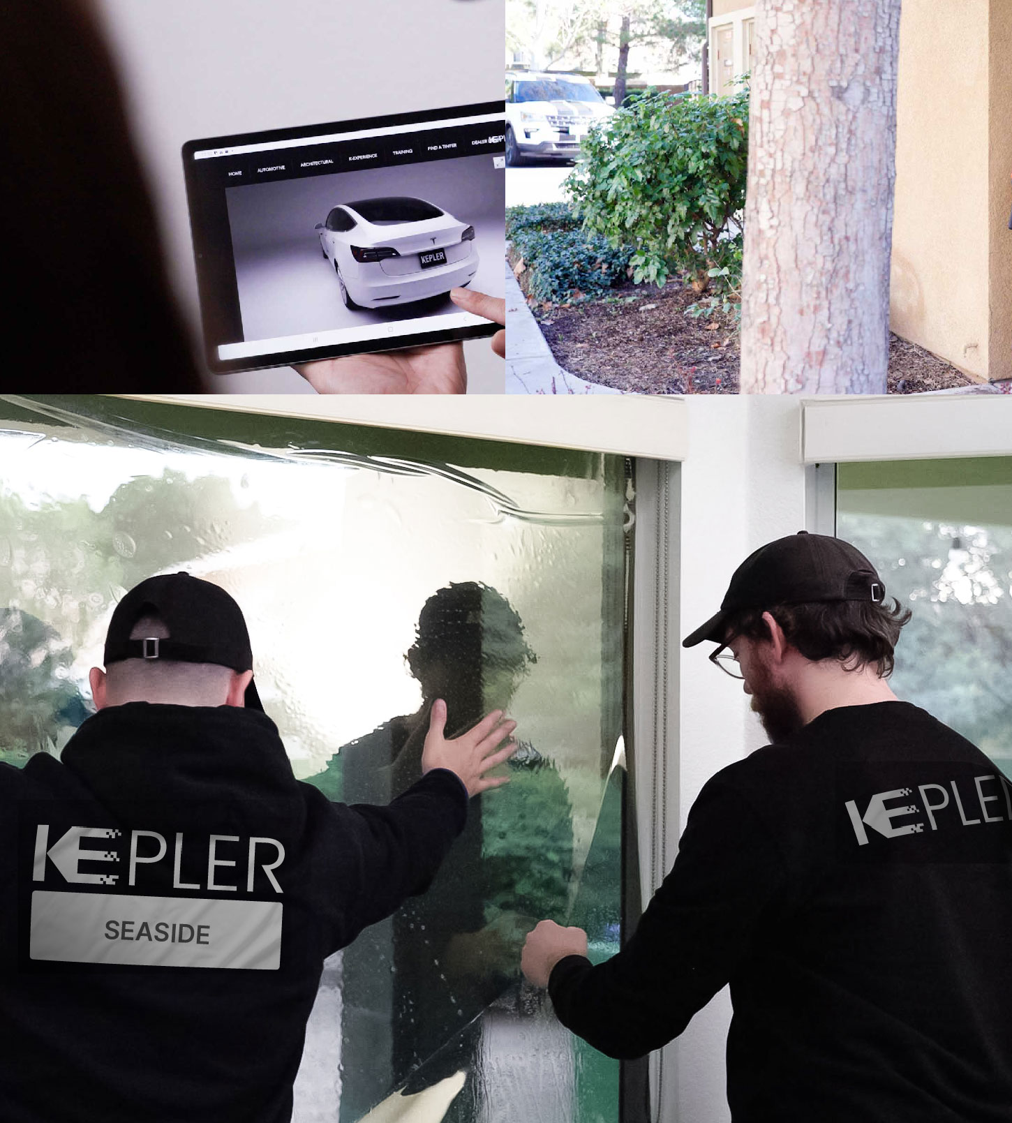 Kepler Technician Installing Ceramic Window Tint to Home in Seaside